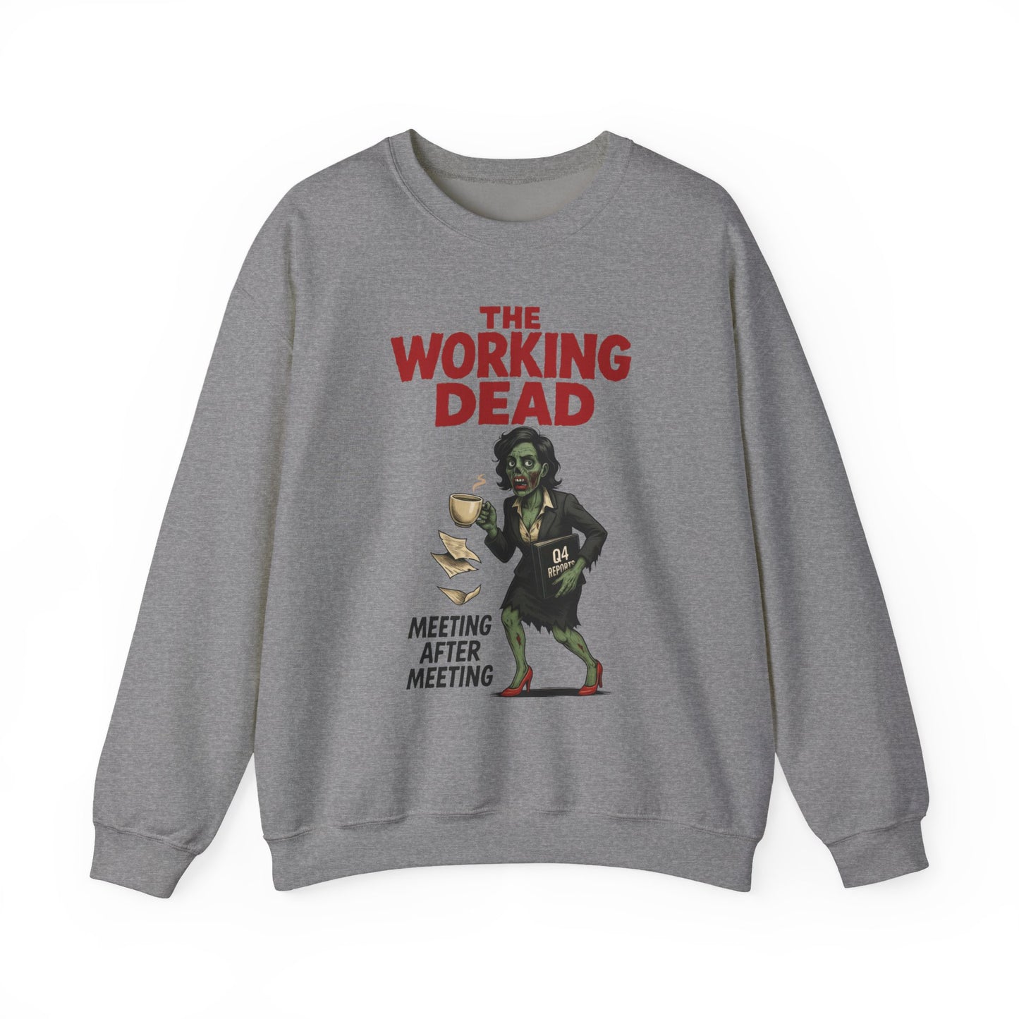 The Working Dead Women's Funny Zombie Sweatshirt, Office Humor Crewneck, Halloween Work Top