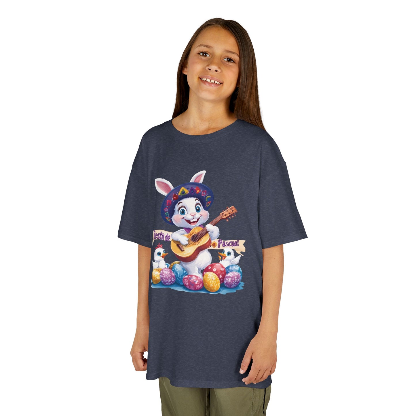 Mexican Easter Bunny Kids T-Shirt - Fiesta de Pascua Shirt with Guitar, Fun Spring Festival Tee, Colorful Holiday Gift for Children