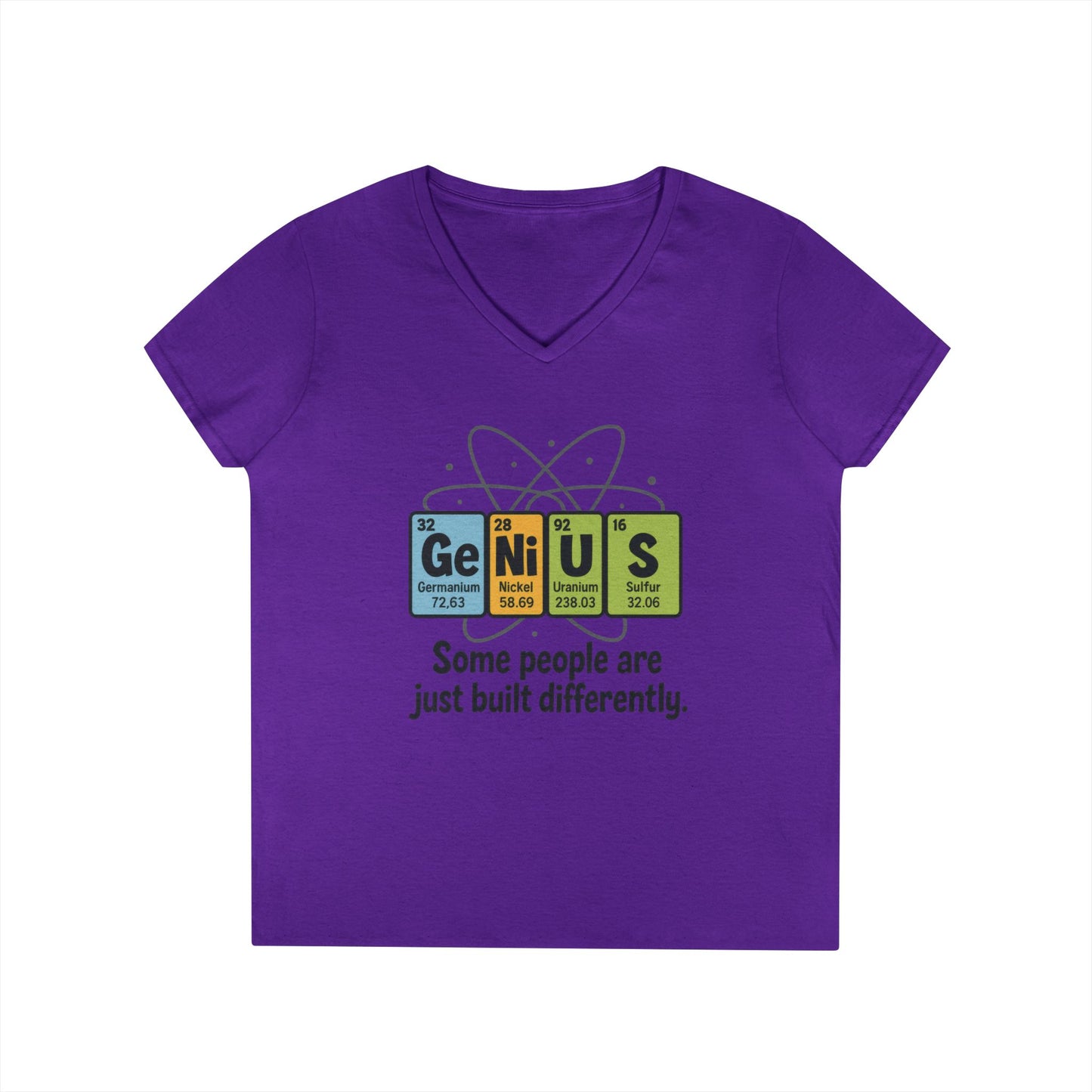 Funny Womens Genius V-Neck T-Shirt, Funny Science Tee, Nerdy Humor Shirt, Periodic Table Nerd Shirt, Science Humor Tee