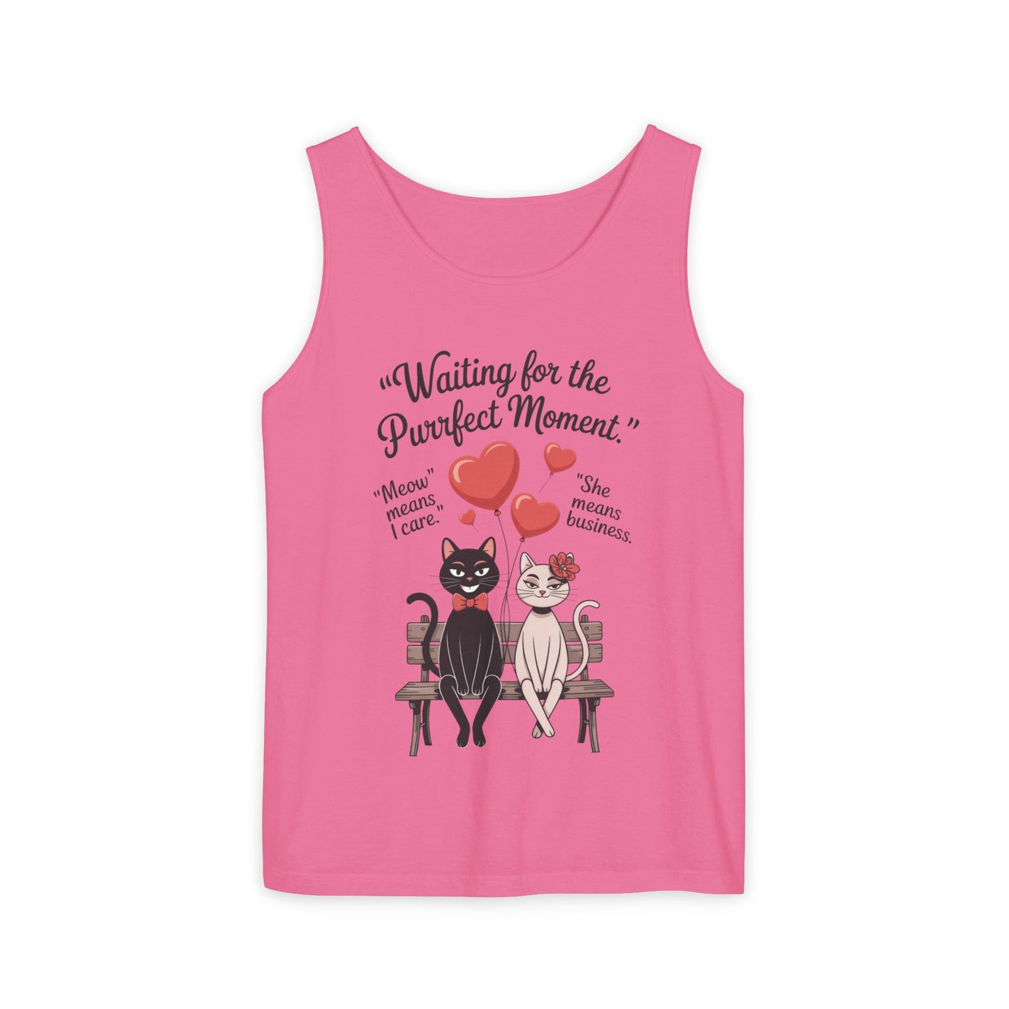 Cute Cat Lovers Tank, Womens Heavy Cotton Tank Top for Pet Owners, Funny Cat Tee, Gift for Cat Lovers, Casual T-Shirt, Animal Art Tee