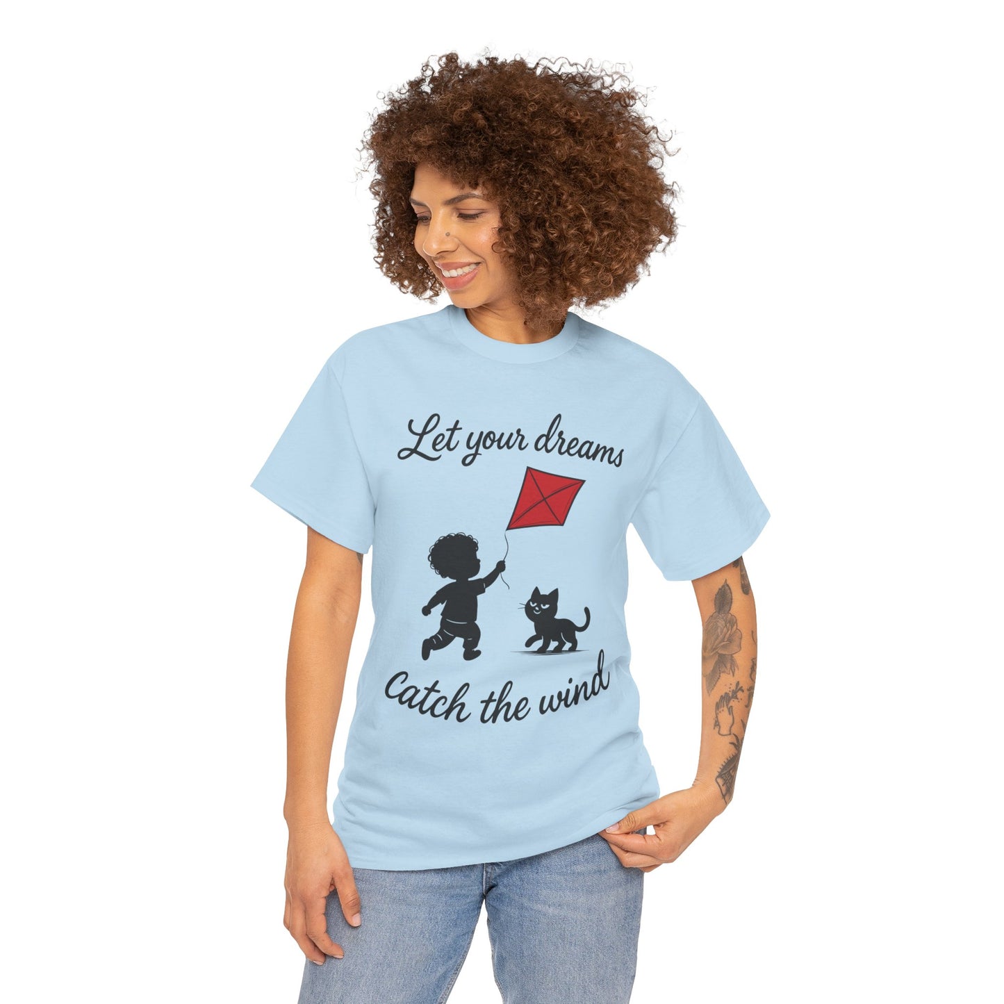 Cute Kid and Cat Design T-Shirt, Playful Gift for Cat Lovers, Summer Style, Cat Lover T-Shirt, Gift for Cat Owners, Women's Cotton T-Shirt