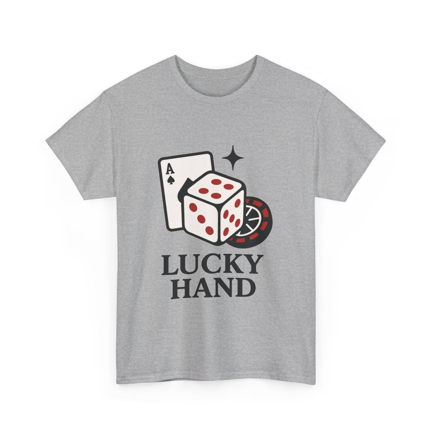 Lucky Hand Unisex Heavy Cotton Tee, Gambling Shirt, Casino Wear, Good Luck Gift, Poker T-Shirt, Casual Vintage Style