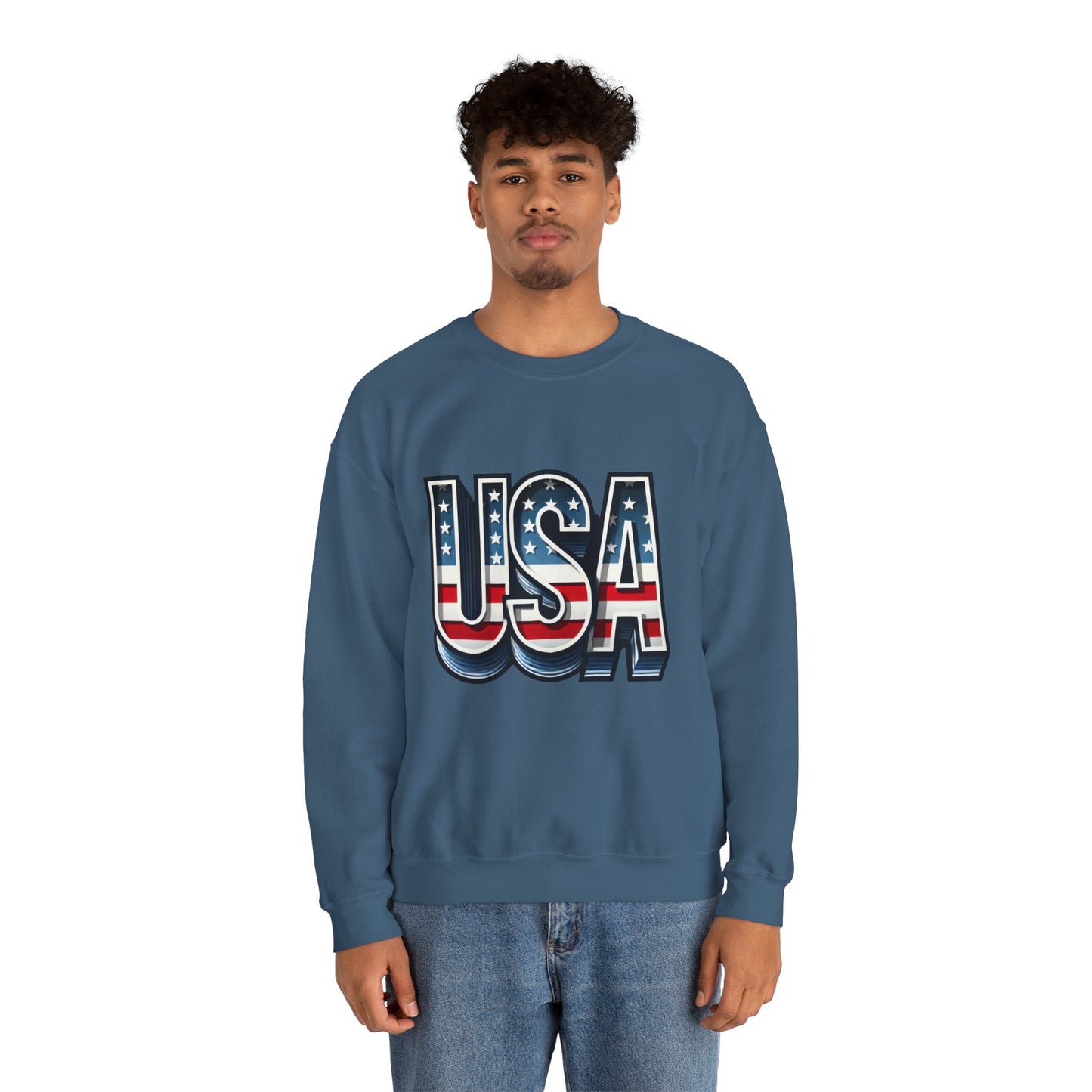 USA Patriotic Crewneck Sweatshirt for All Seasons, Cozy Sweatshirt for Independence Day, Casual Wear, Gift for Friends and Family