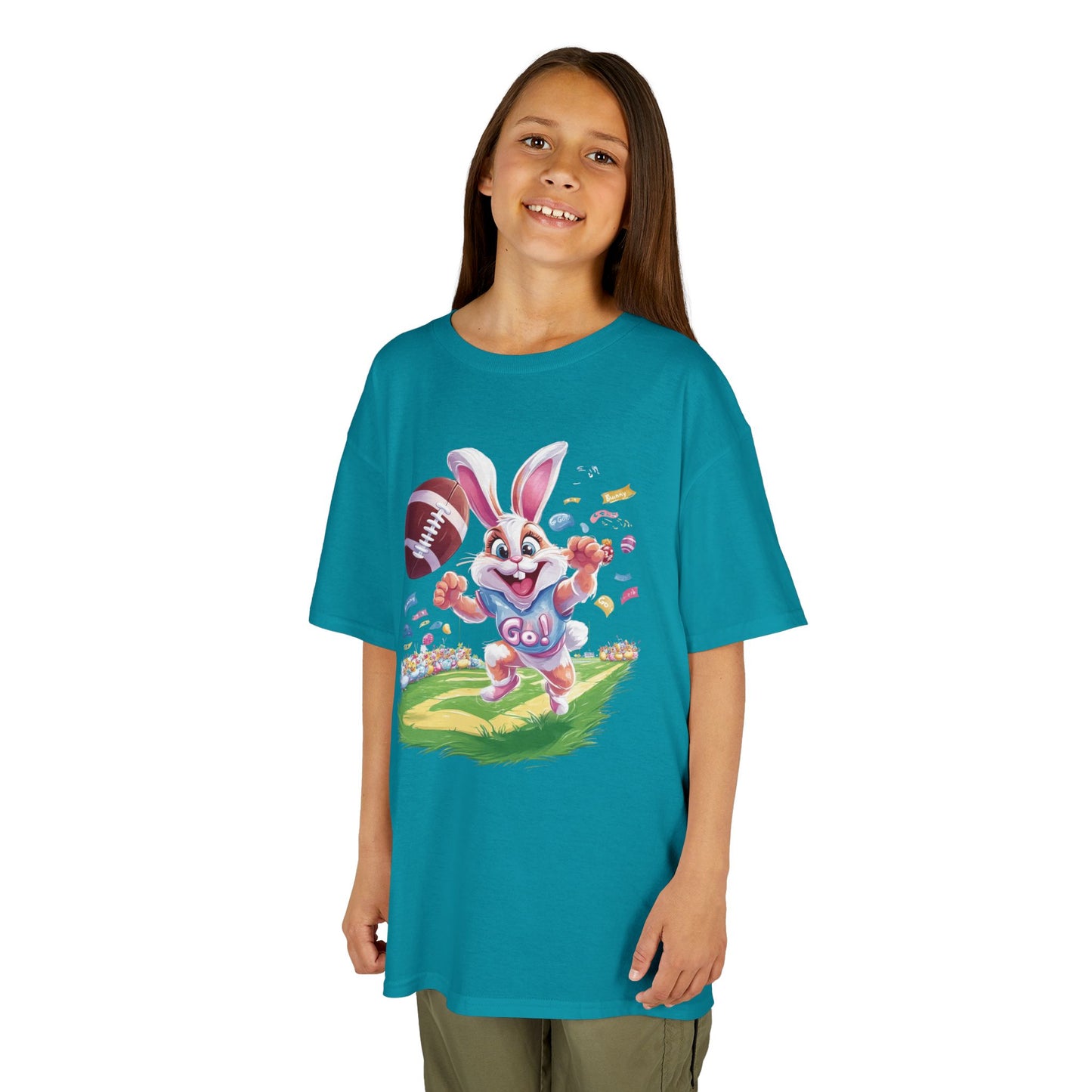 Touchdown Bunny Kids T-Shirt - Cute Easter Football Shirt for Kids, Fun Spring Outfit, Sports Bunny Tee Gift for Little Athletes Easter Gift