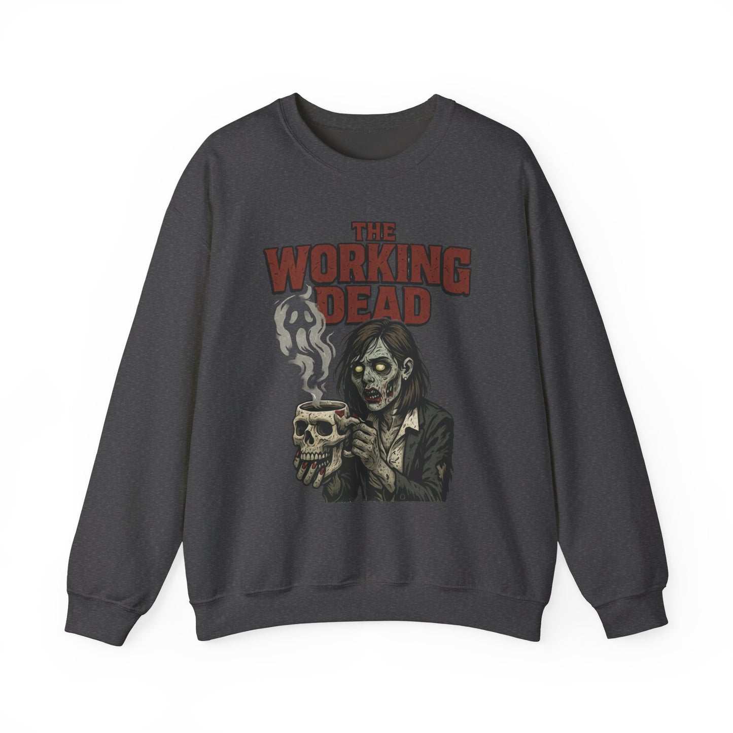 The Working Dead Women's Zombie Sweatshirt, Halloween Zombie Top, Work Humor Sweatshirt, Women's Heavy Blend™ Crewneck Sweatshirt