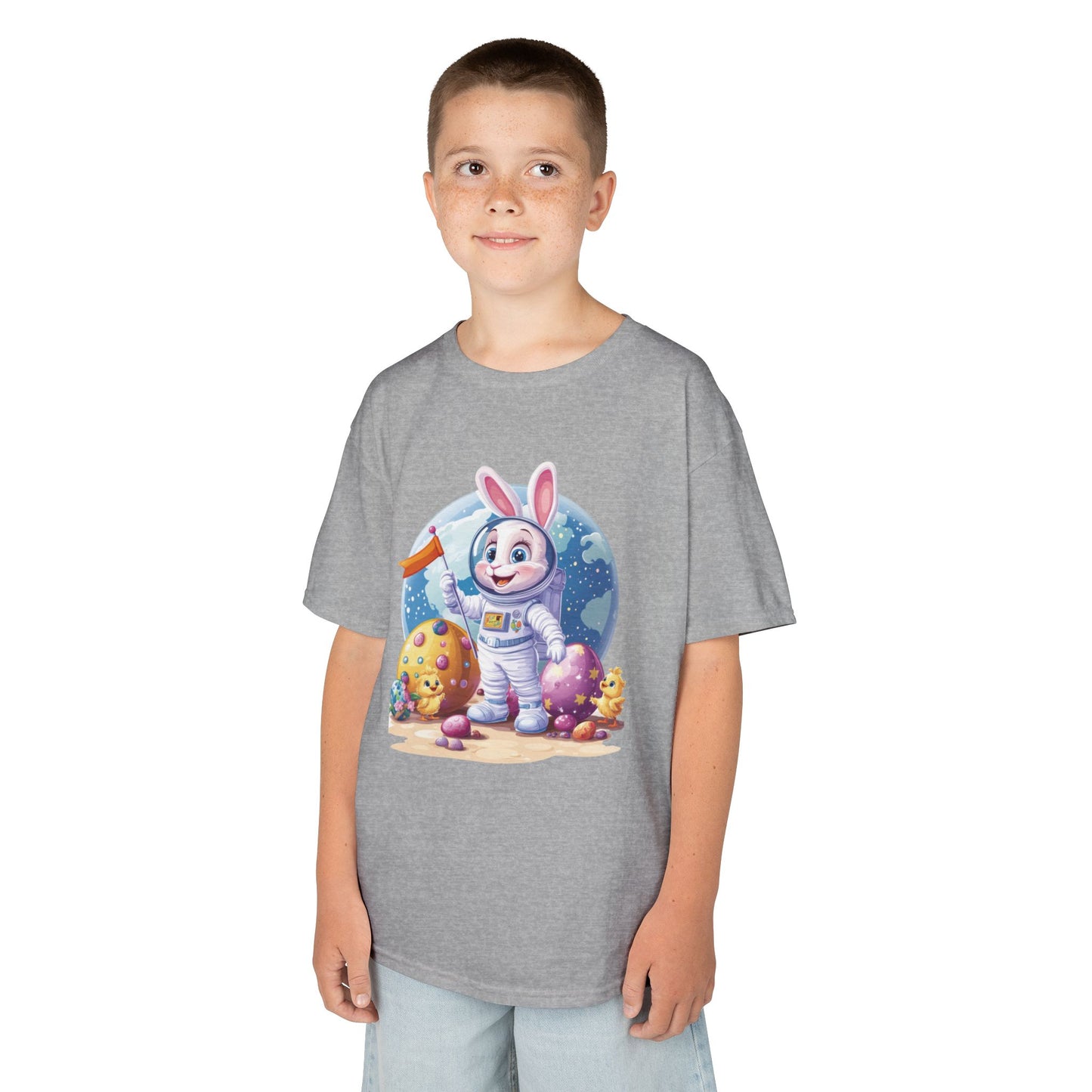 Kids Easter Astronaut Bunny T-Shirt, Space Bunny with Eggs, Galaxy Adventure Tee, Cute Bunny Gift for Boys and Girls
