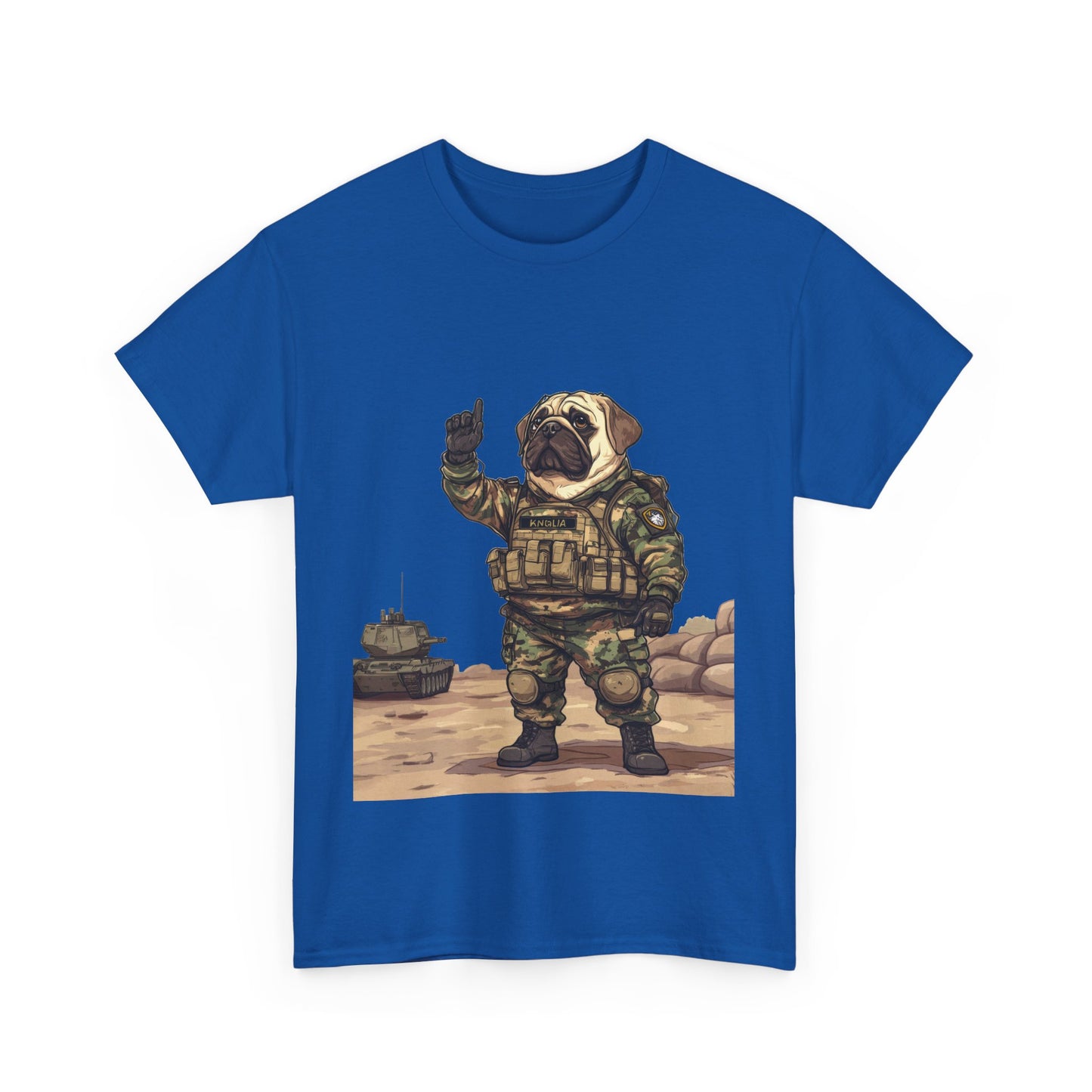 Cute Army Bulldog Tee, Funny Dog Army Pug Men's Heavy Cotton Tee, Pet Lovers Gift, Military Humor Clothing, Dog Dad T-Shirt