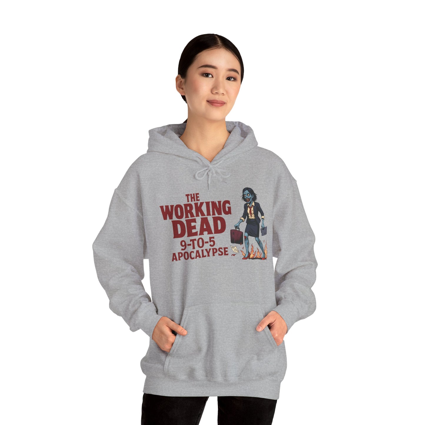 The Working Dead 9-to-5 Apocalypse Hoodie, Women's Horror Office Zombie Sweatshirt, Halloween Zombie Top, Halloween Work Top