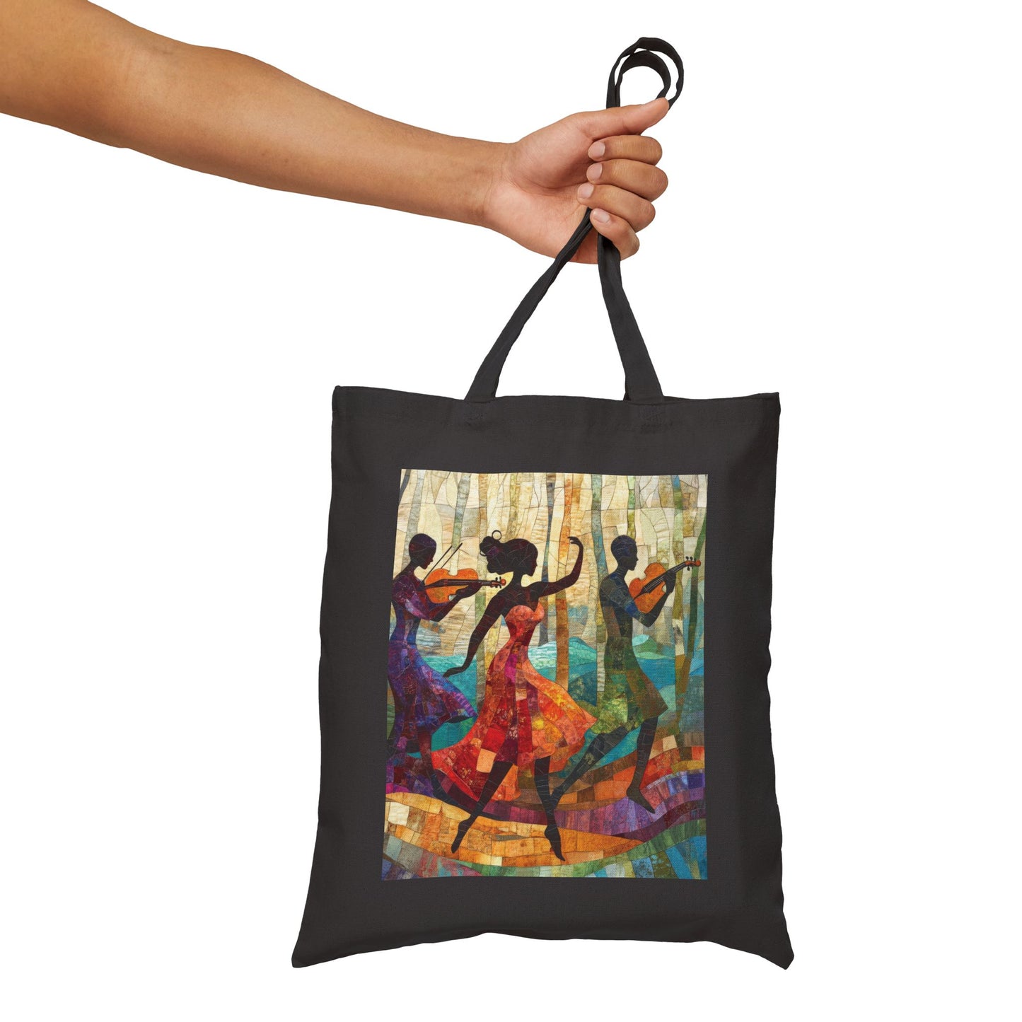 Dancing Silhouettes Cotton Tote Bag, Art Lover Gift, Beach Bag, Eco-Friendly Shopping Tote, Bohemian Style, Festival Essentials