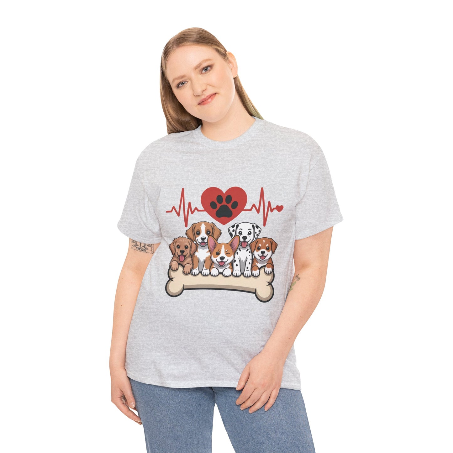 Cute Puppy Heartbeat Women's T-Shirt, Dog Lover Gift, Paw Print Heart Graphic Tee