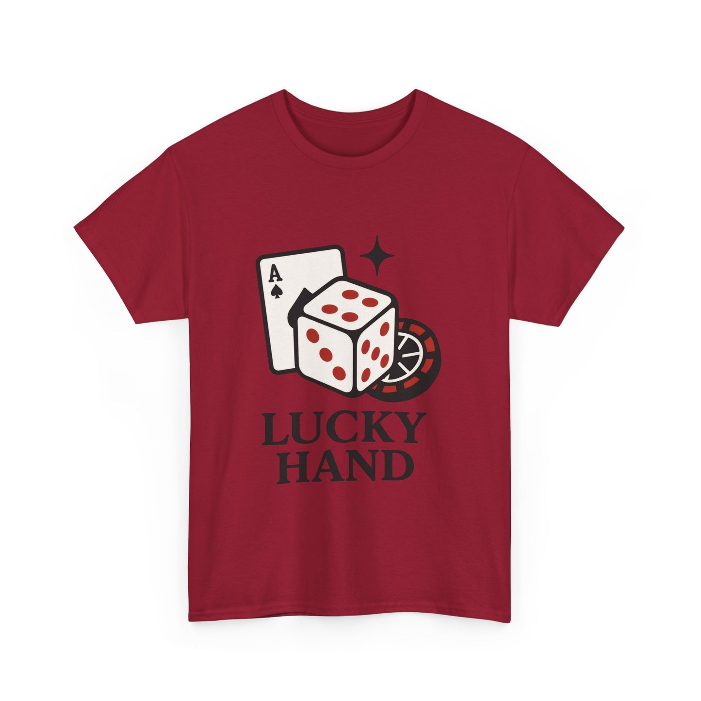Lucky Hand Unisex Heavy Cotton Tee, Gambling Shirt, Casino Wear, Good Luck Gift, Poker T-Shirt, Casual Vintage Style