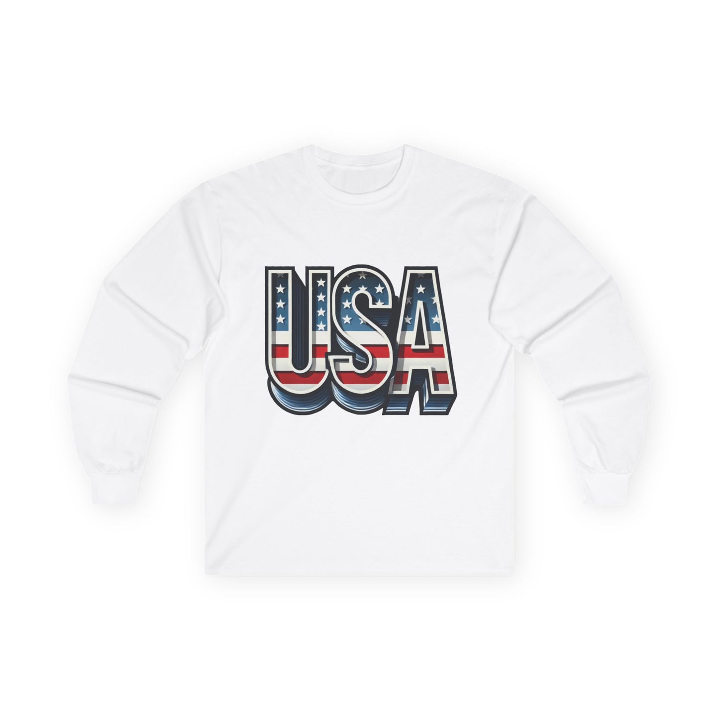 USA Graphic Long Sleeve Tee, Patriotic Shirt, Unisex Casual Wear, Independence Day Gift, Vintage Americana Apparel