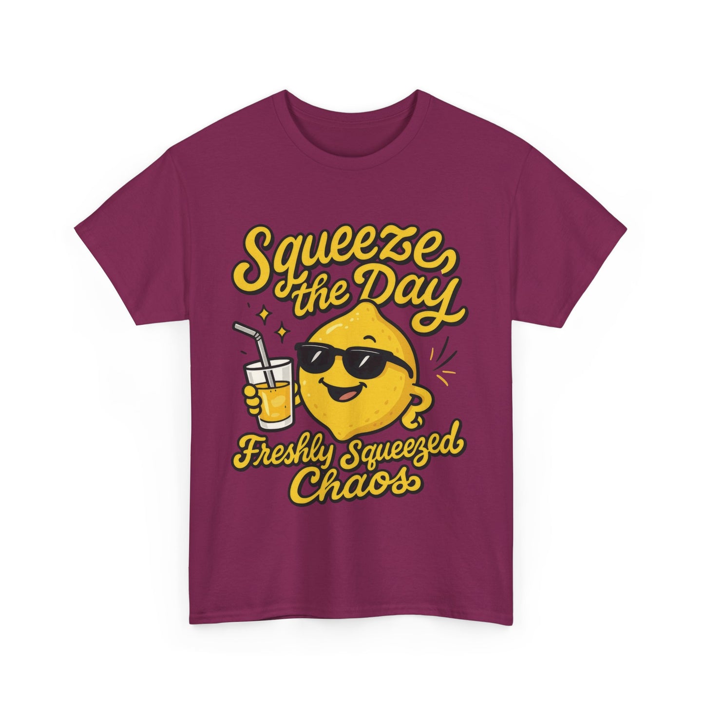 Funny Lemon Shirt for Women - Squeeze The Day Freshly Squeezed Chaos Tee - Cute Positive Citrus Graphic Tee, Fun Summer Tee for Beach Vibes
