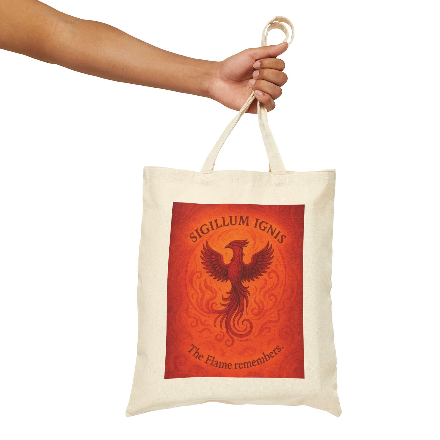 Phoenix Fire Element Tote Bag, Sigillum Ignis Mandala, The Flame Remembers, Four Elements Series Canvas Bag, Boho Bag