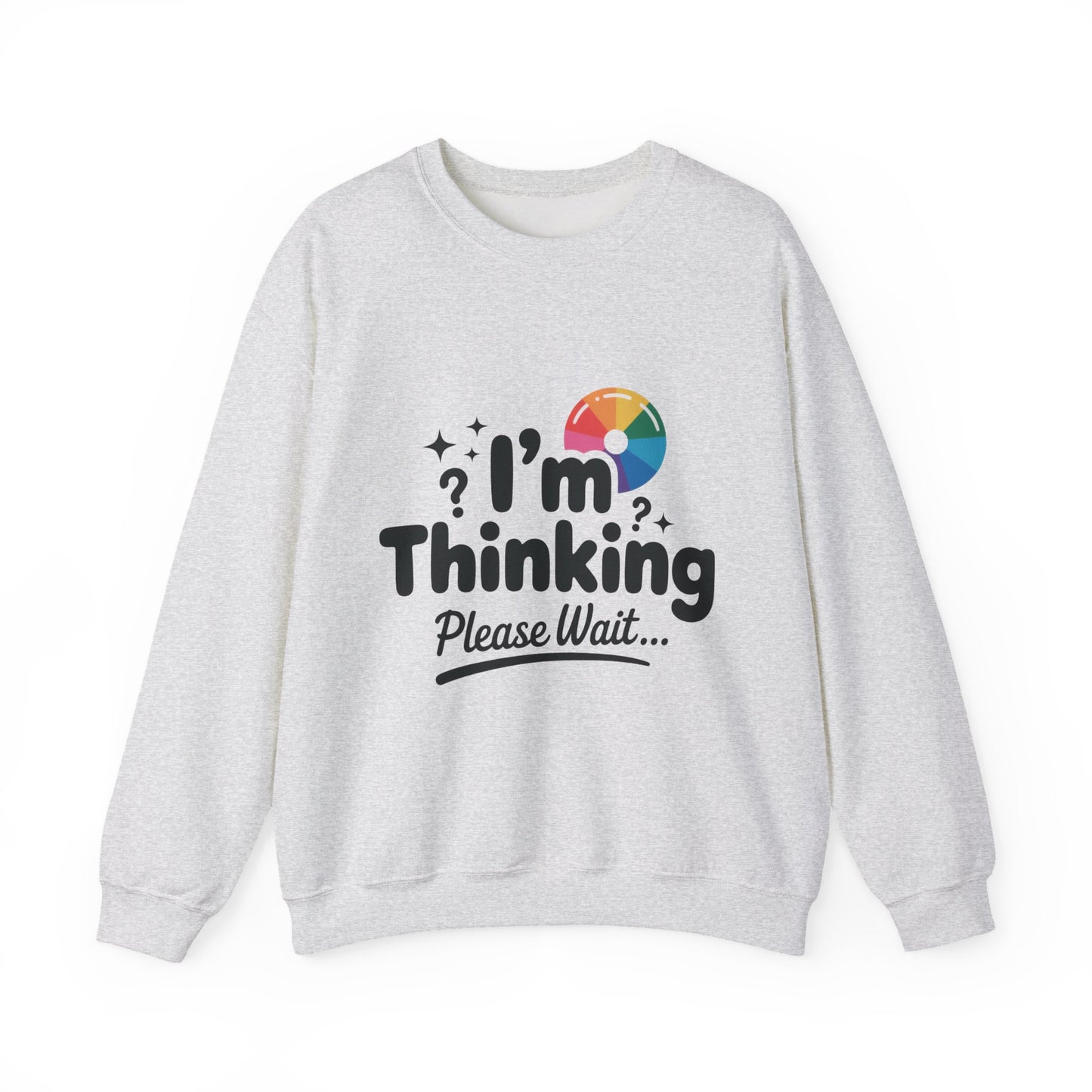 Funny - Im Thinking Please Wait - Mens Sweatshirt, Cute Geeky Gift for Introverts, Programmers, Designers, Humor Crewneck, Gift for Adults