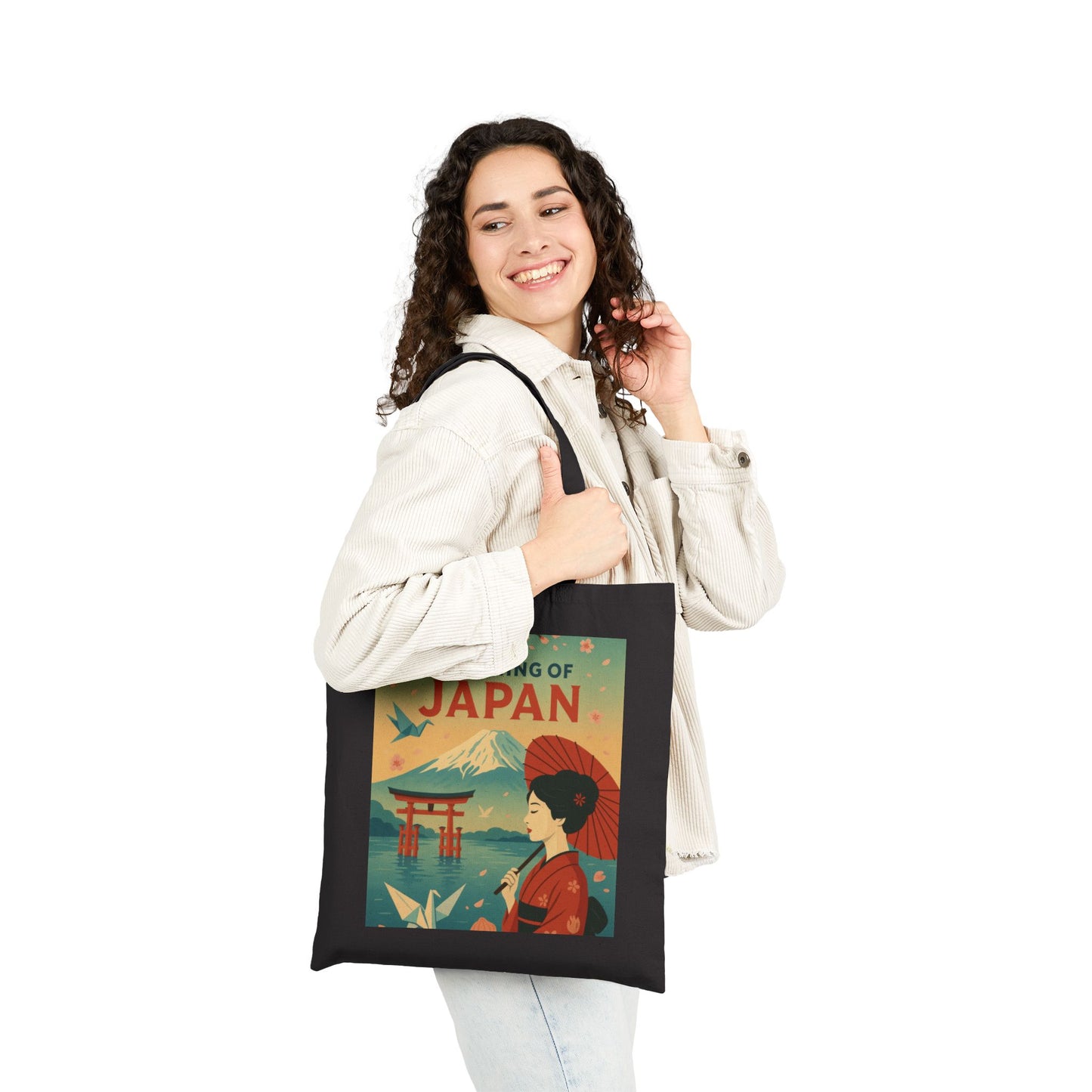 Dreaming of Japan Canvas Tote Bag, Eco-friendly Bag, Travel Tote, Gift for Travelers, Japanese Art Bag, Floral Design Bag