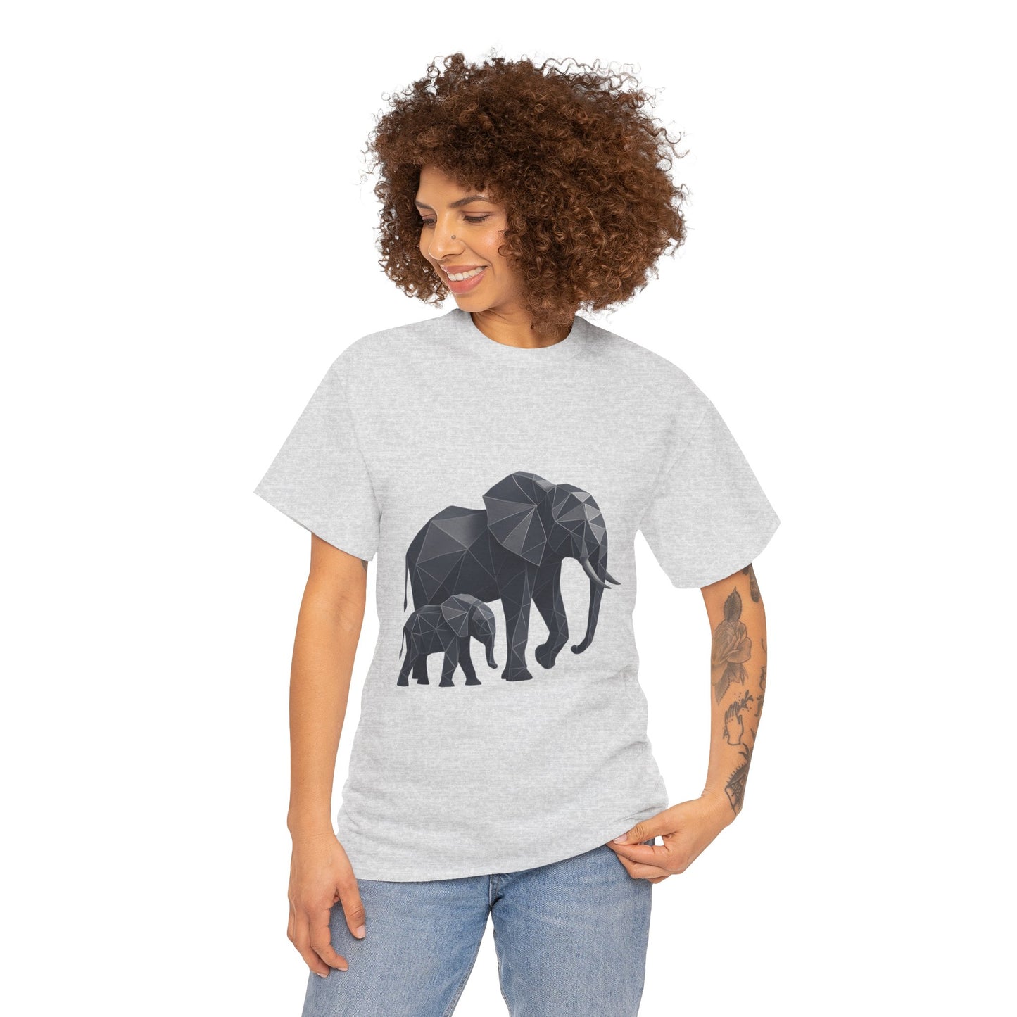 Geometric Elephant Tee - Minimalist Art Shirt, Nature Lover Gift, Animal Print T-Shirt, Unisex Cotton Tee, Eco-Friendly Wear