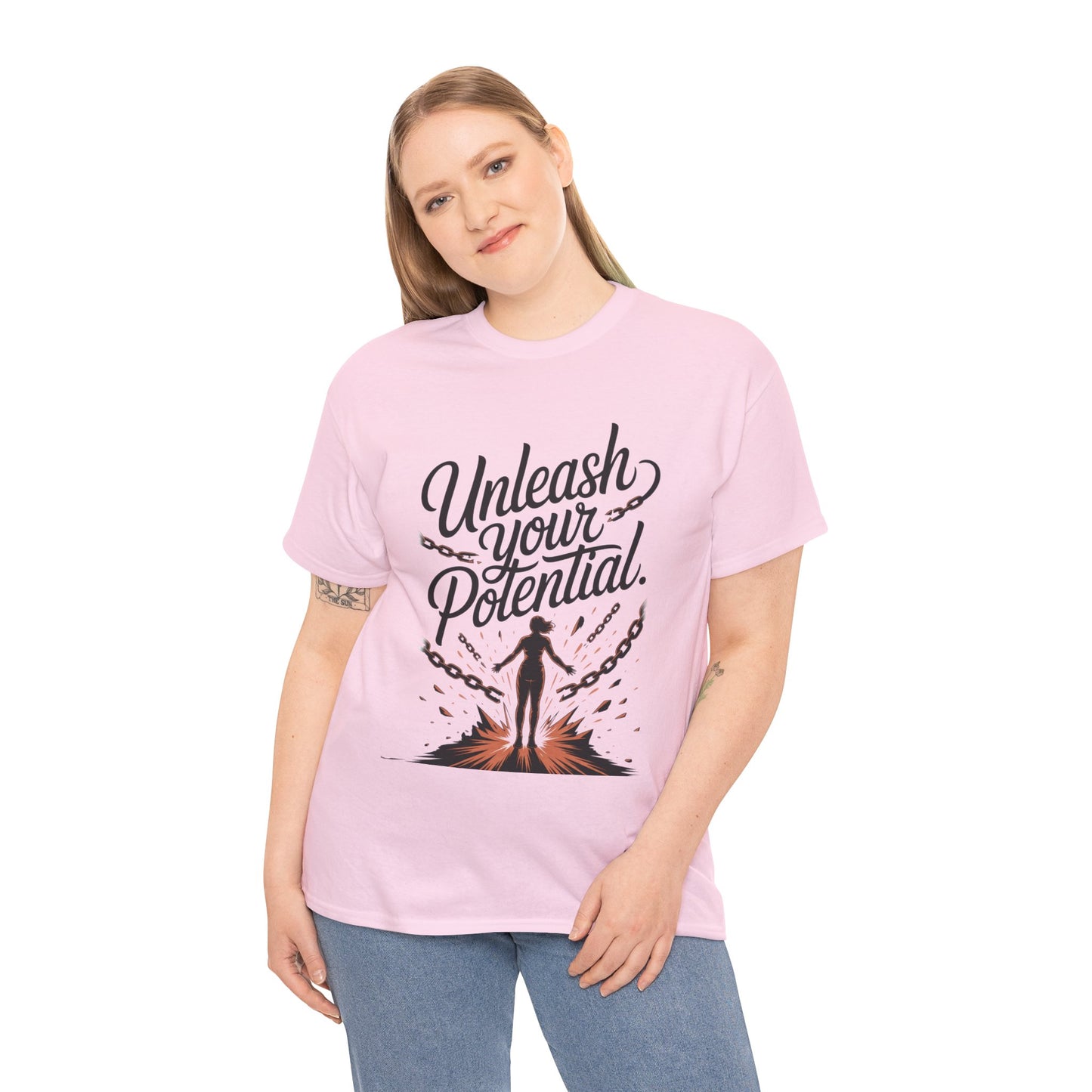 Unleash Your Potential Women's Tee, Motivational T-Shirt, Inspirational Cotton Tee, Gift for Gym Lovers, Positive Energy Top