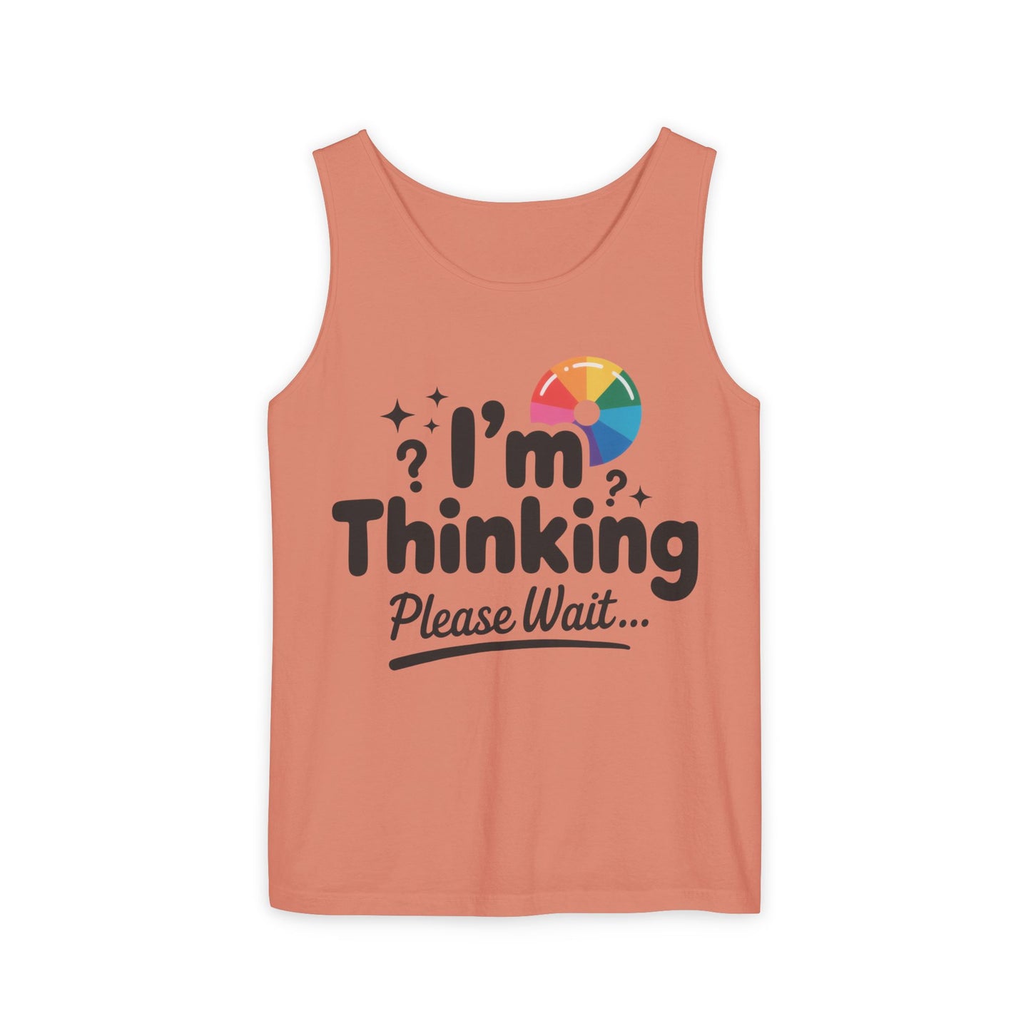 Funny - Im Thinking Please Wait - Mens Tank Top, Cute Geeky Gift for Introverts, Programmers, Designers, Fun Humor Shirt, Gift for Adults