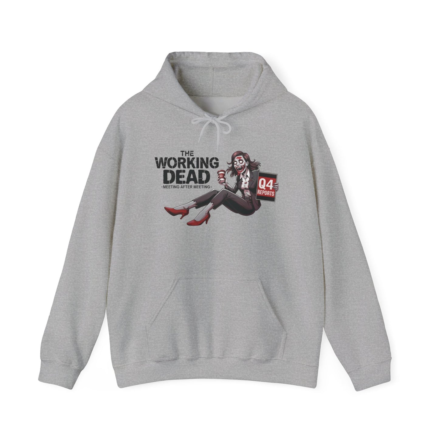 The Working Dead Women's Zombie Hoodie, Funny Office Meeting Sweatshirt, Halloween Zombie Top, Halloween Work Top