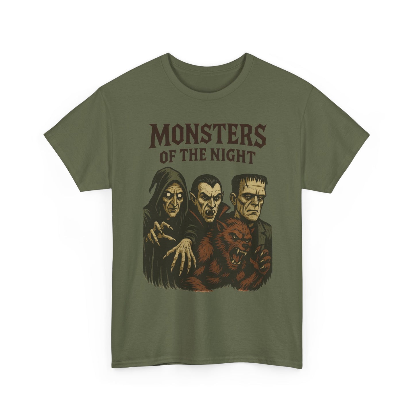 Monsters of the Night Men's T-Shirt, Classic Horror Movie Monsters Graphic Tee, Halloween Shirt