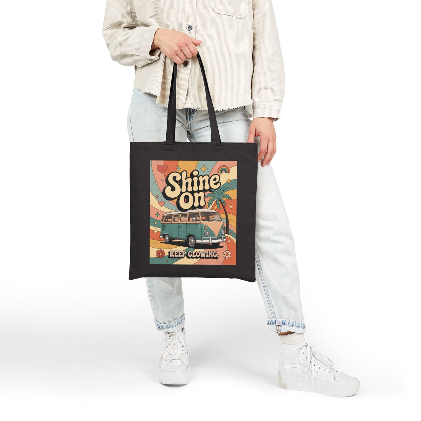 Retro Sunshine Tote Bag, Eco-Friendly Shopper, Beach Bag, Gift for Him/Her, Festival Carryall, Summer Vibes