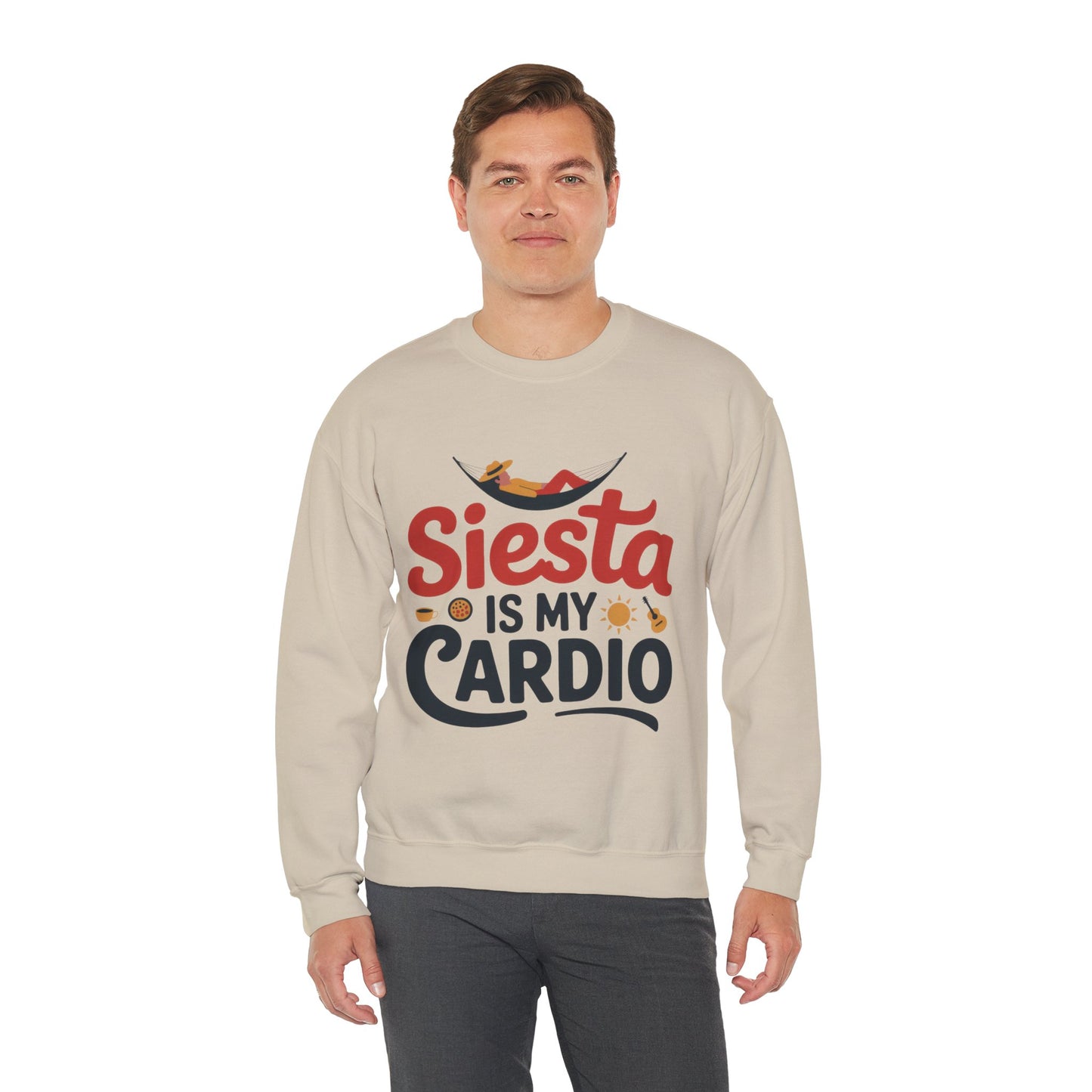 Men's Heavy Blend™ Crewneck Sweatshirt, Siesta Is My Cardio Funny Mens Sweatshirt Spain Gift