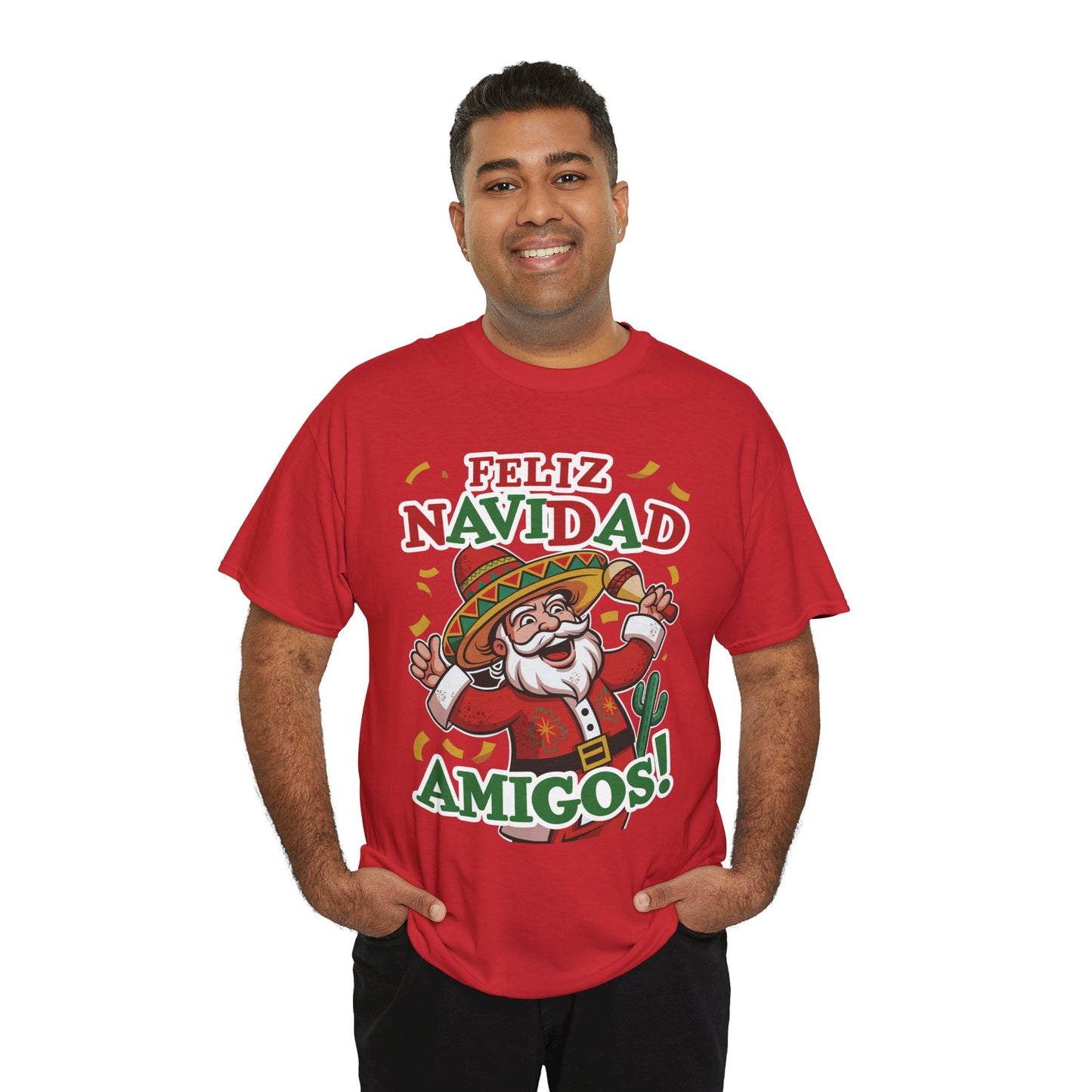 Feliz Navidad Amigos! Funny Mexican Santa Christmas T-Shirt, Latin Holiday Tee, Sombrero Santa Fiesta Shirt