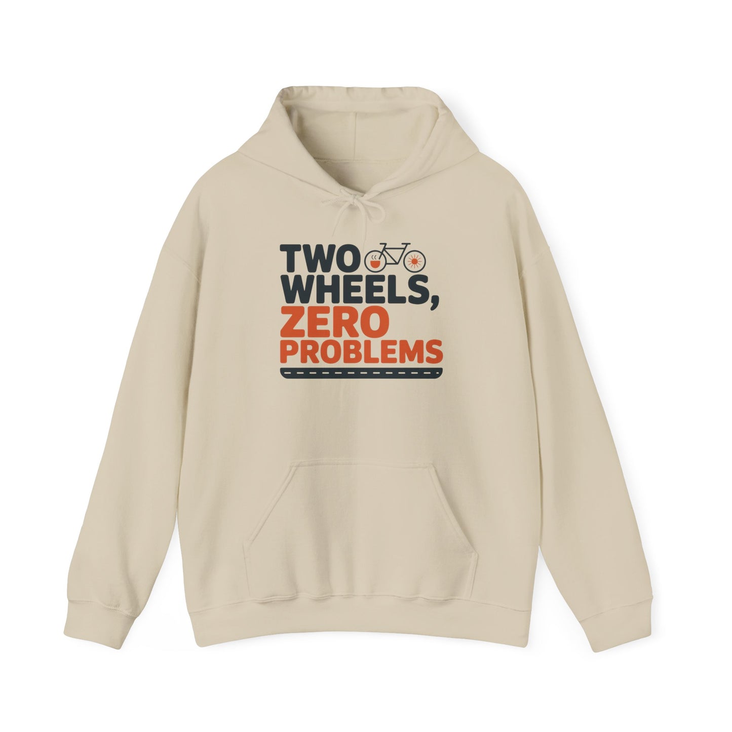 Men's Heavy Blend™ Hooded Sweatshirt, Two Wheels Zero Problems Mens Funny Cycling Hoodie, Cyclist Gift