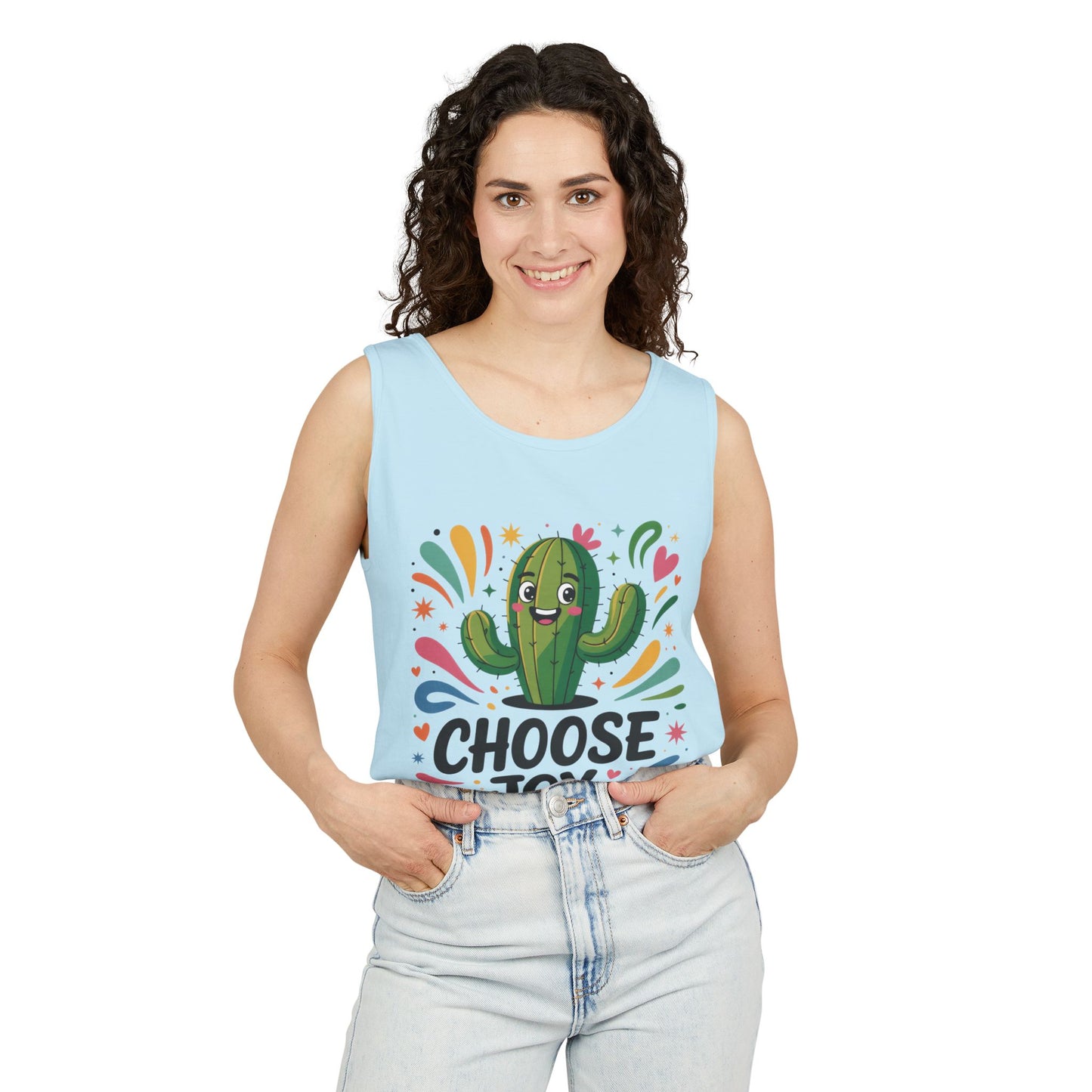 Joyful Cactus Womens Tank Top, Choose Joy Always, Summer Tank, Casual Wear, Gift for Friends, Trendy Top, Vacation Outfit