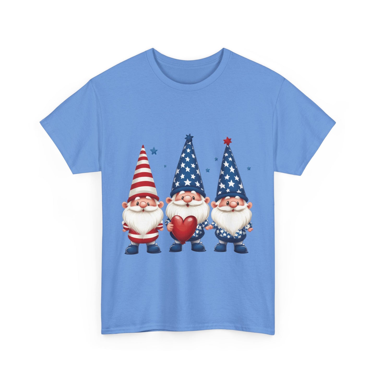Patriotic Gnome Unisex Heavy Cotton Tee - Cute Tee for Independence Day, Casual Wear, Gift for Gnome Lovers, Summer Style
