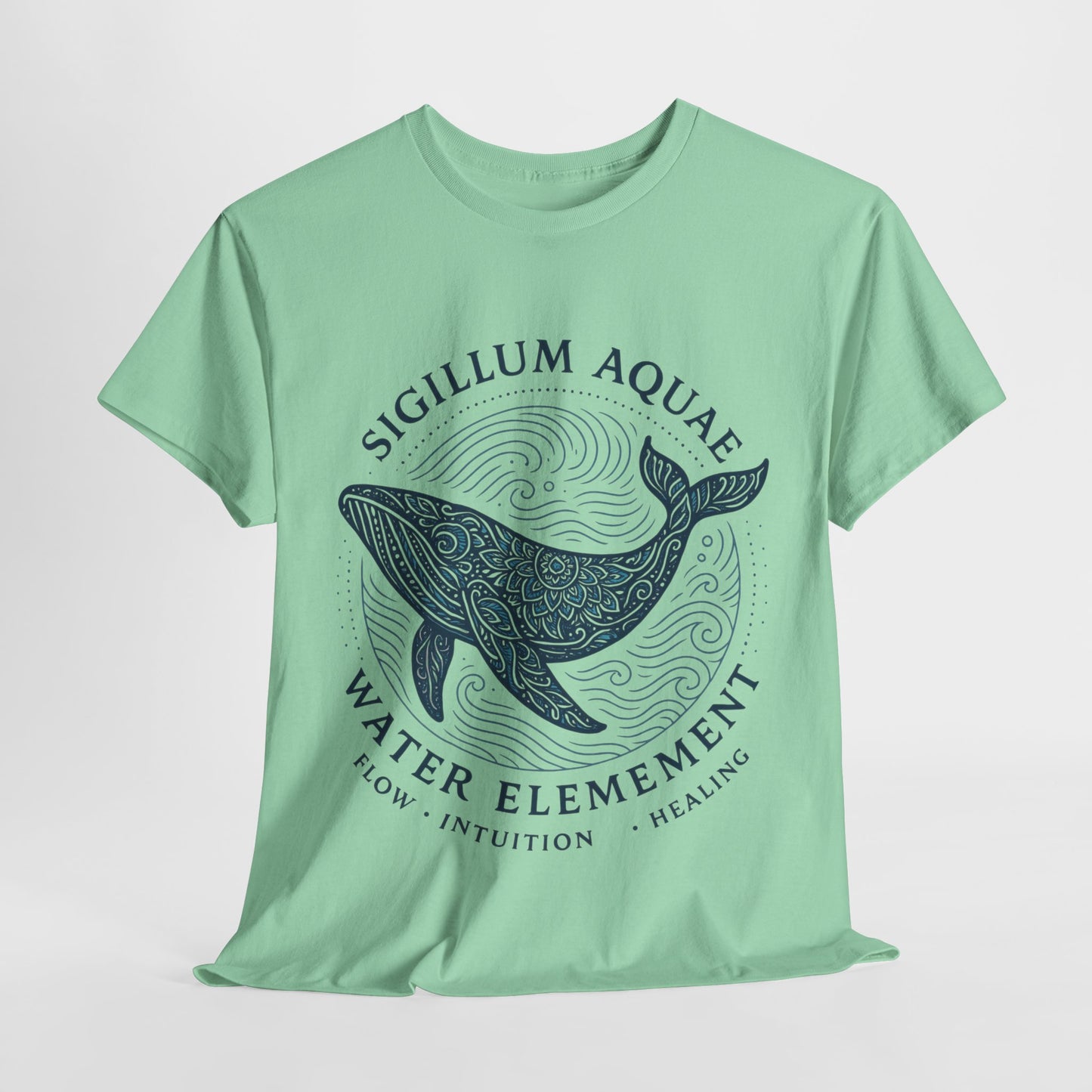 Water Element Whale Tee, Sigillum Aquae Symbol, Flow Intuition Healing, Spiritual Ocean Totem Tee, Nature Energy Shirt, Mindfulness Fashion