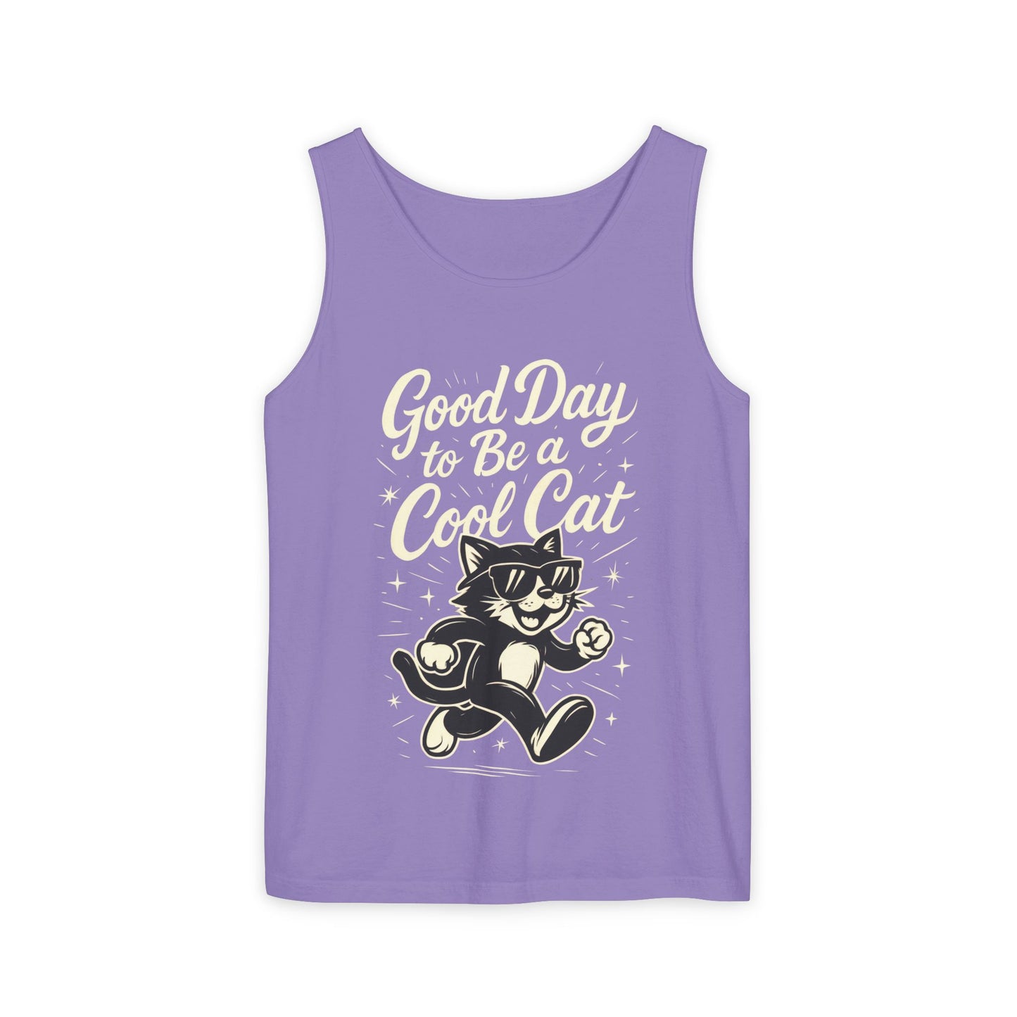 Cool Cat Womens Tank Top - Good Day to Be a Cool Cat Retro Kitty Sleeveless Shirt - Funny Summer Top, Gift for Cat Lovers