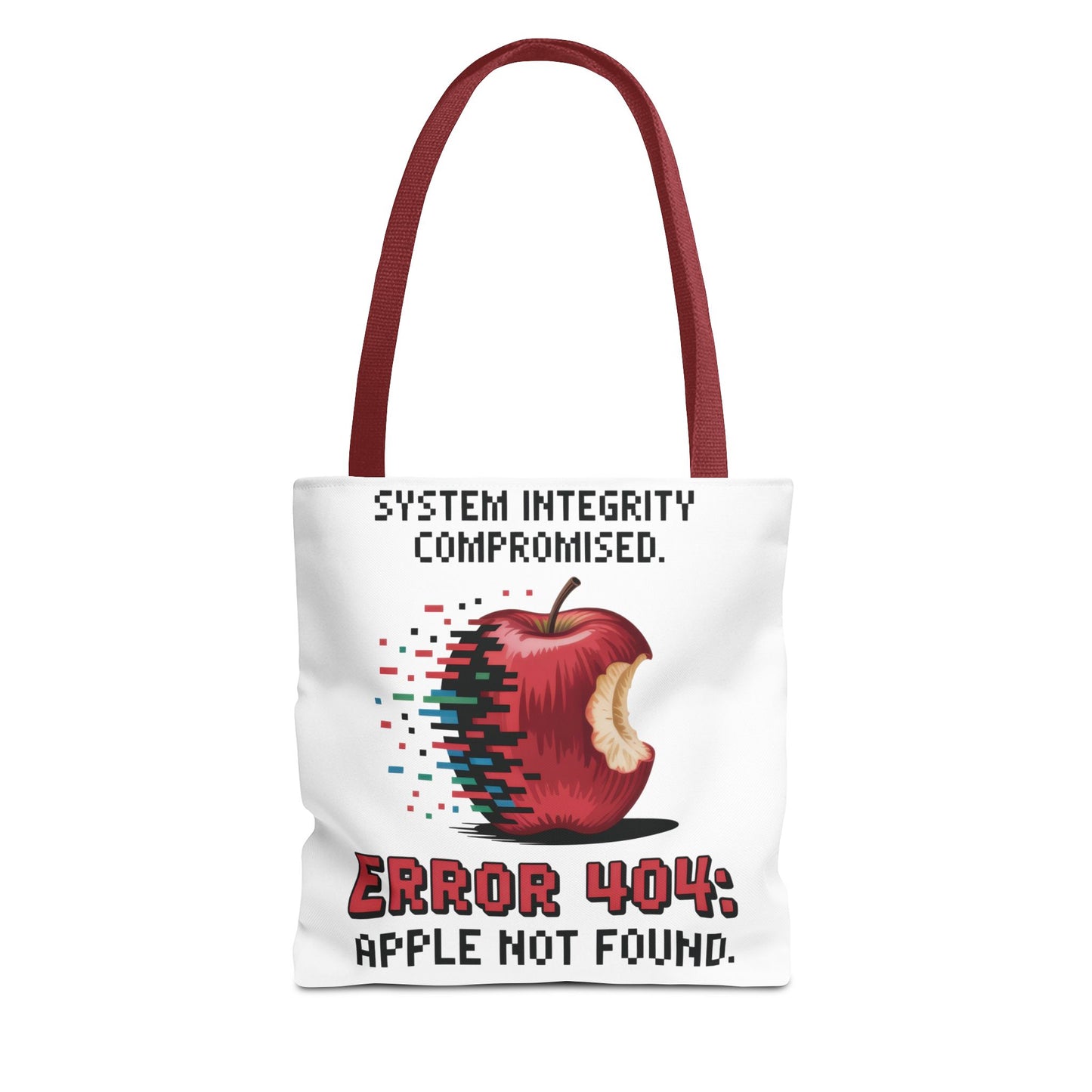 Error 404 Apple Tote Bag, Geek Tote, Funny Shopping Bag, Gift for Tech Lovers, Apple Lovers Tote, Digital Design Bag, Weekender Bag, Beach Bag, Large Canvas Bag