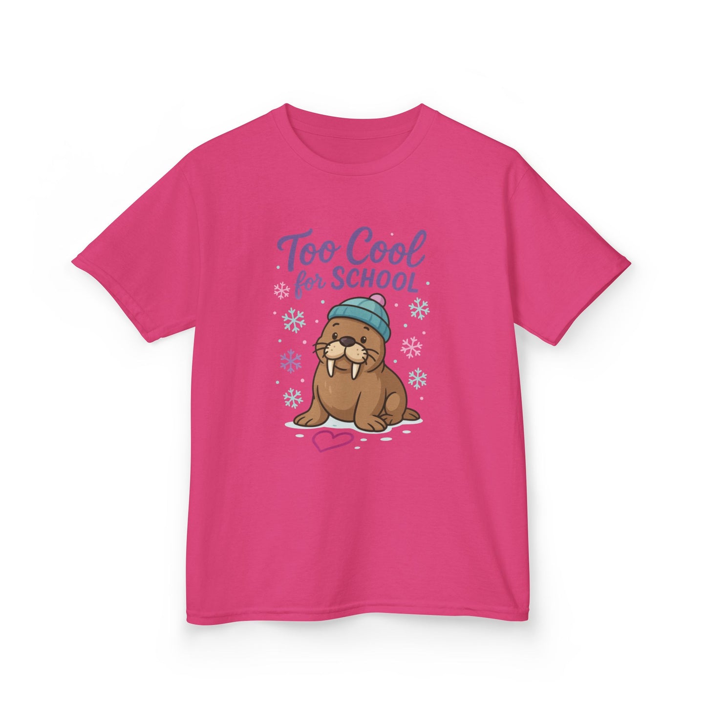 Kids Heavy Cotton™ Tee, Kids Too Cool for School Walrus T-Shirt, Cute Animal Graphic Tee, Funny Winter Shirt