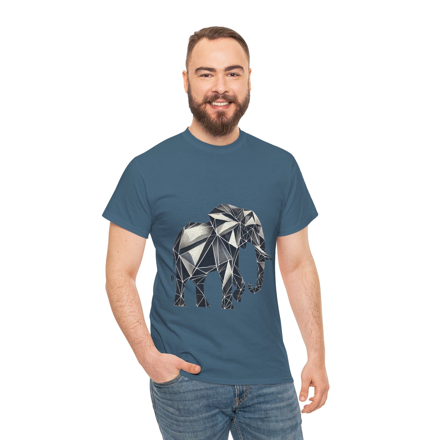 Geometric Elephant Tee - Minimalist Art Shirt, Nature Lover Gift, Animal Print T-Shirt, Unisex Cotton Tee, Eco-Friendly Wear