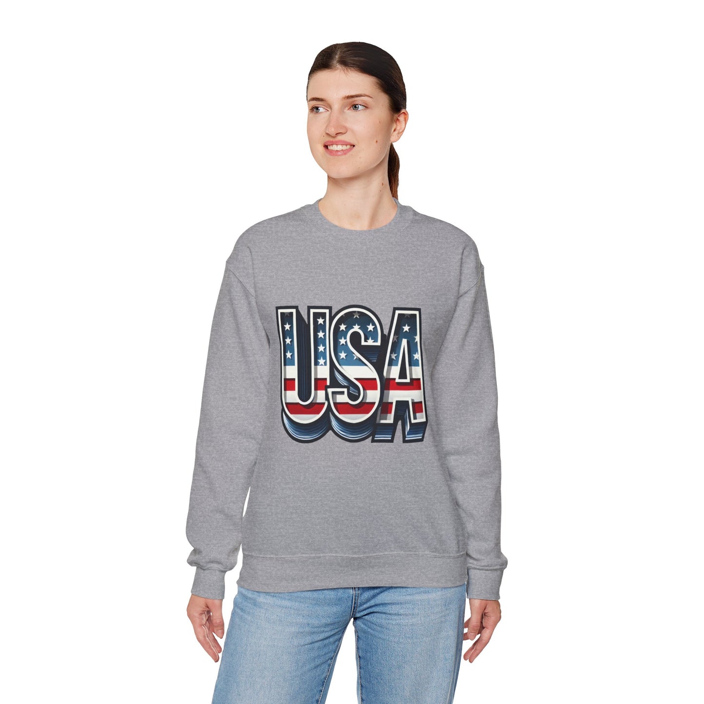 USA Patriotic Crewneck Sweatshirt for All Seasons, Cozy Sweatshirt for Independence Day, Casual Wear, Gift for Friends and Family