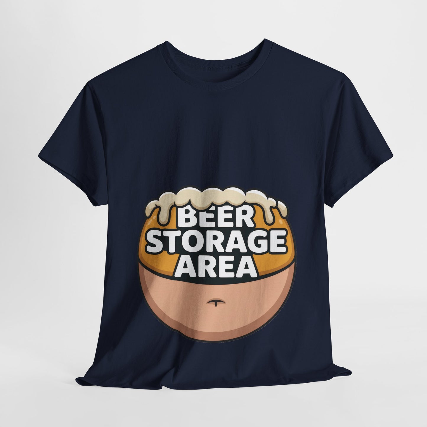 Funny Beer Belly T-Shirt, Beer Storage Area Graphic Tee for Men, Dad Bod Humor Shirt, Beer Lovers Gift, Drinking Gift, Party Apparel