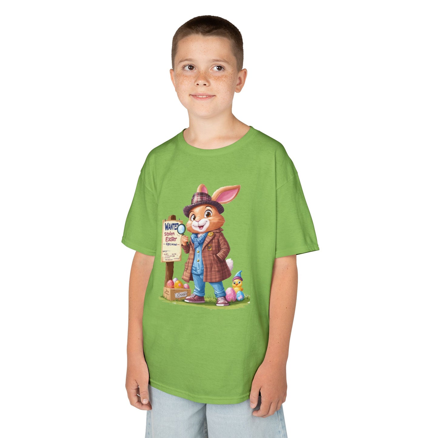 Detective Bunny Easter Kids Tee - Fun Egg Hunt T-Shirt with Mystery Theme, Cute Spring Gift for Kids, Heavy Cotton Easter Outfit