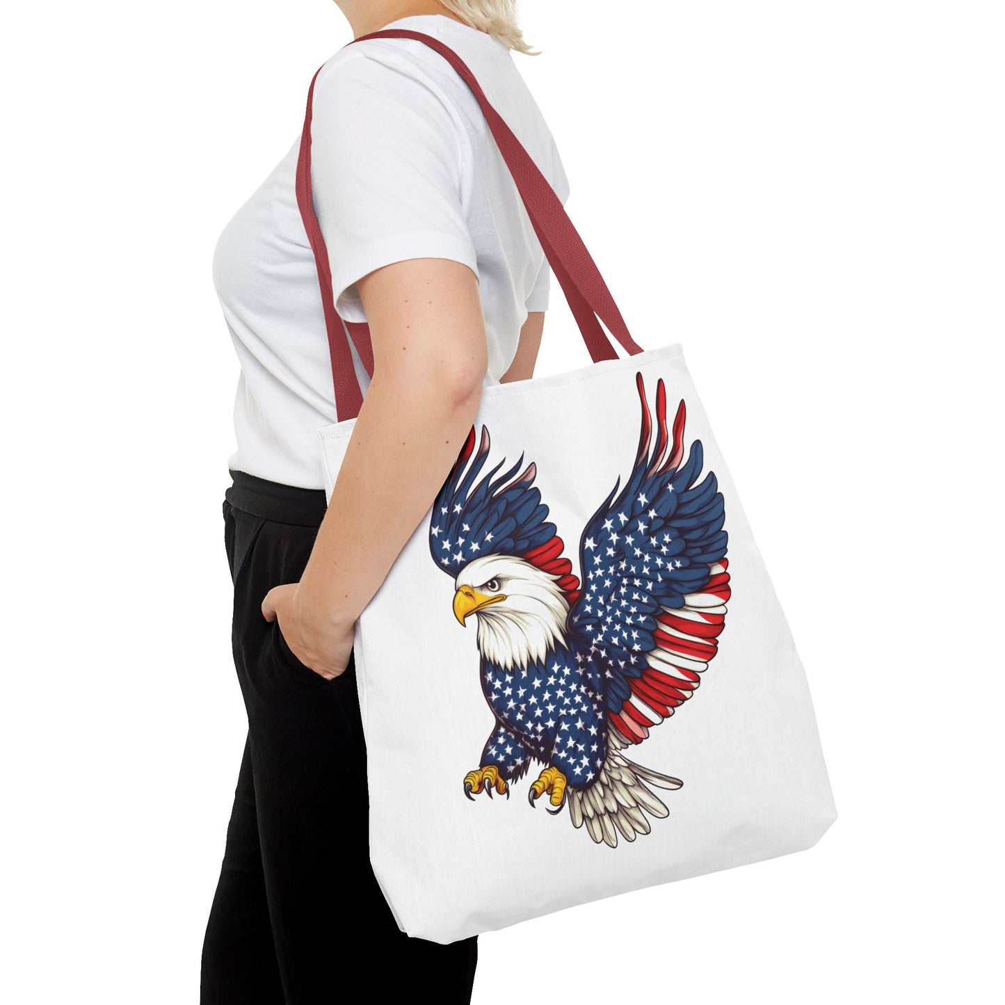 Patriotic Eagle Tote Bag, AOP, Perfect for July 4th, Festivals, Eco-Friendly Shopping, Gift for Nature Lovers, large canvas bag, beach bag