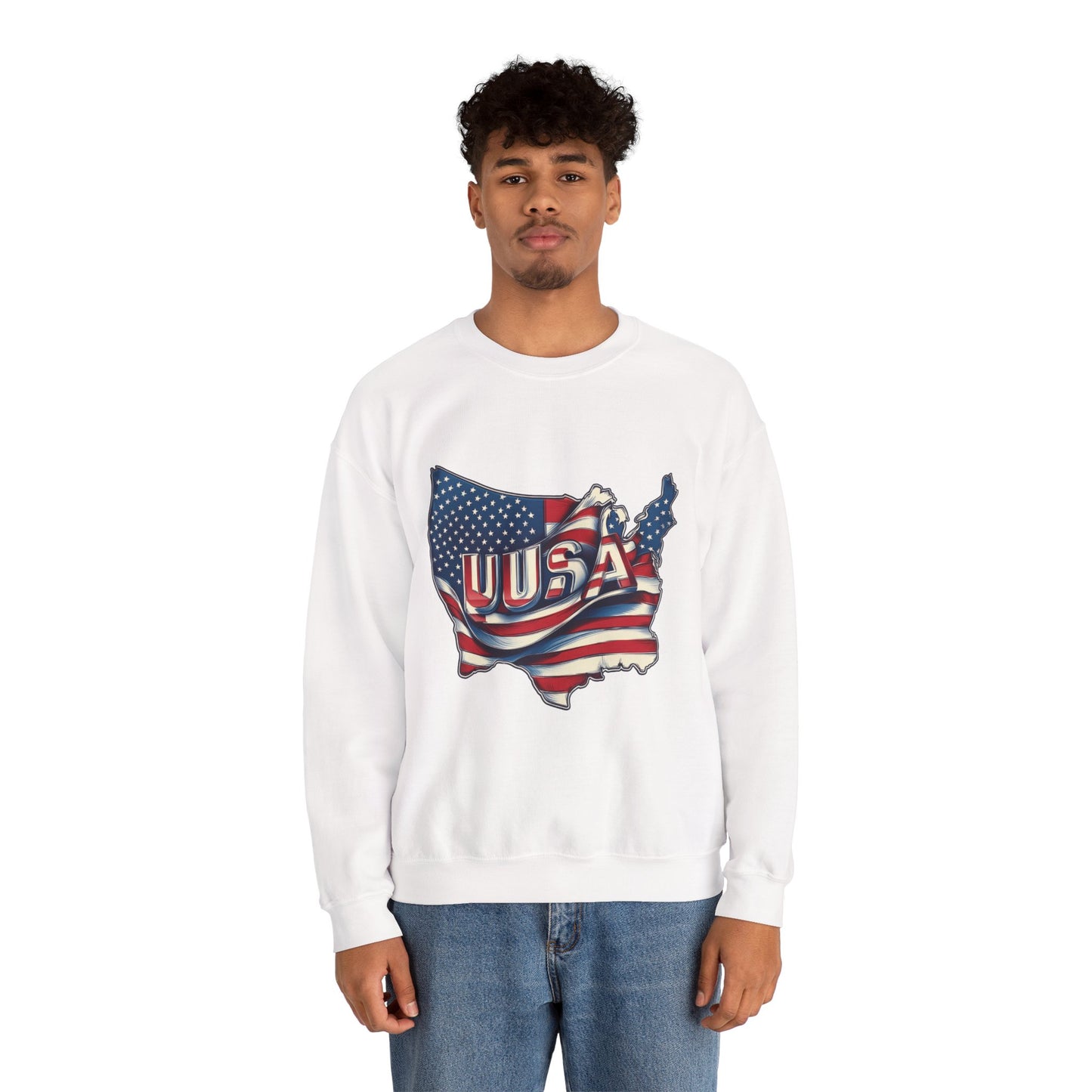 Patriotic USA Crewneck Sweatshirt, Unisex Sweatshirt, American Flag Apparel, Casual Comfort, Great for Independence Day and Holidays