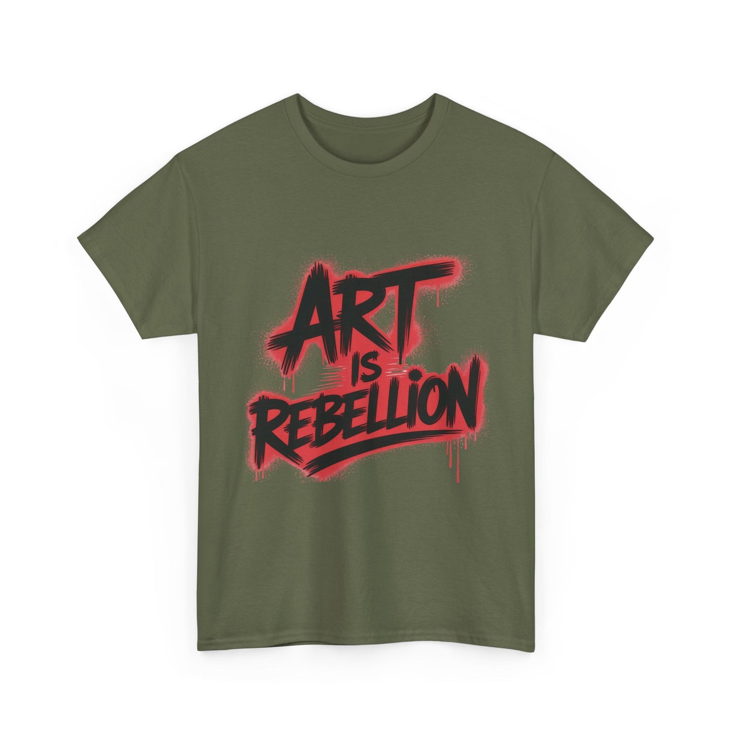 Men's Heavy Cotton Tee, Art Is Rebellion Men's T-Shirt, Graffiti Street Art Graphic Tee, Urban Skate Punk Style Shirt