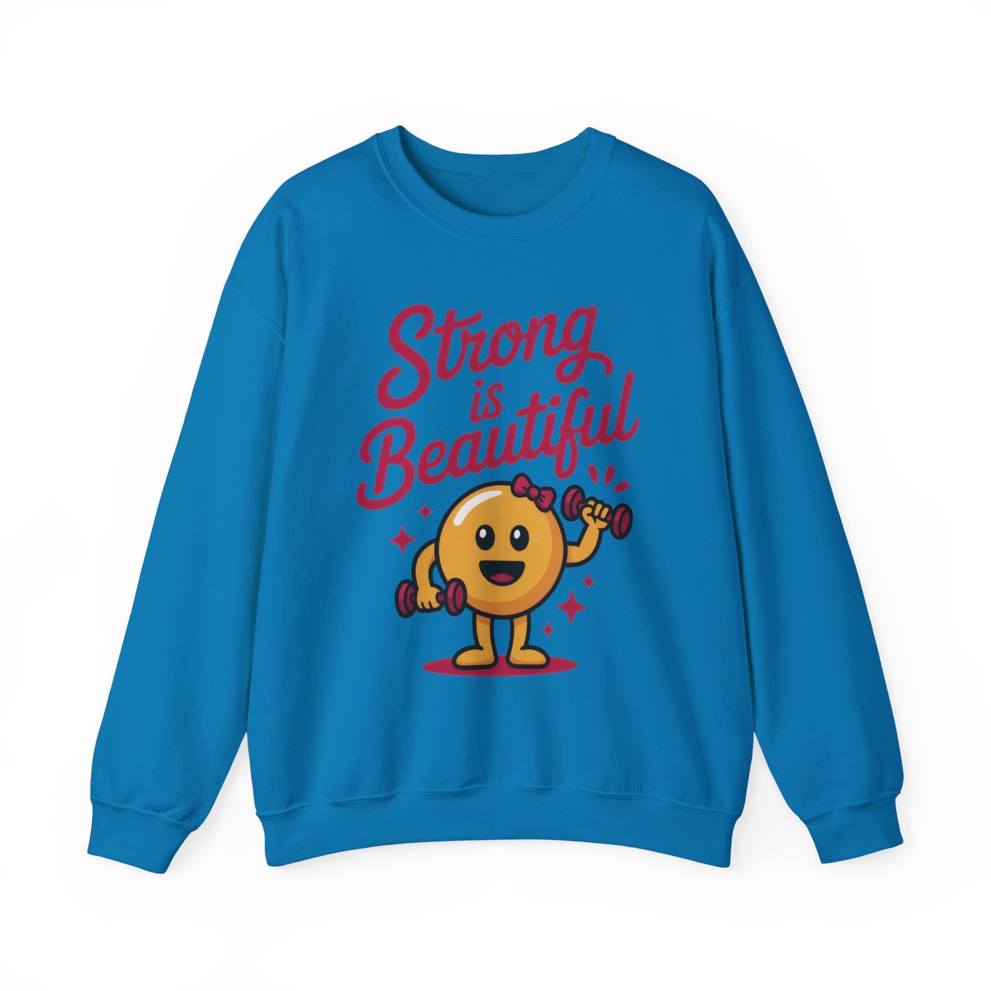 Strong is Beautiful Womens Crewneck Sweatshirt, Cute Fitness Graphic Pullover, Gym and Workout Motivation Sweater, Gift for Fitness Lovers