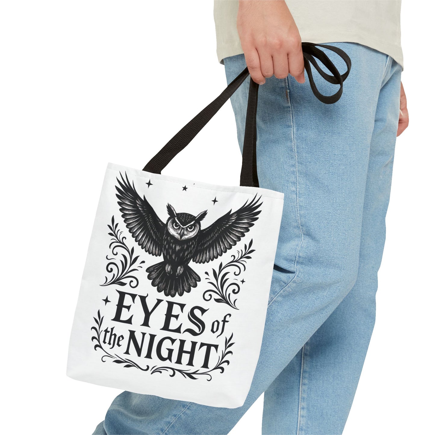 Eyes of the Night Owl Tote Bag, Artsy Shopping Bag, Eco-Friendly Carryall, Unique Gift for Animal Lovers, Halloween Decor, Beach Tote