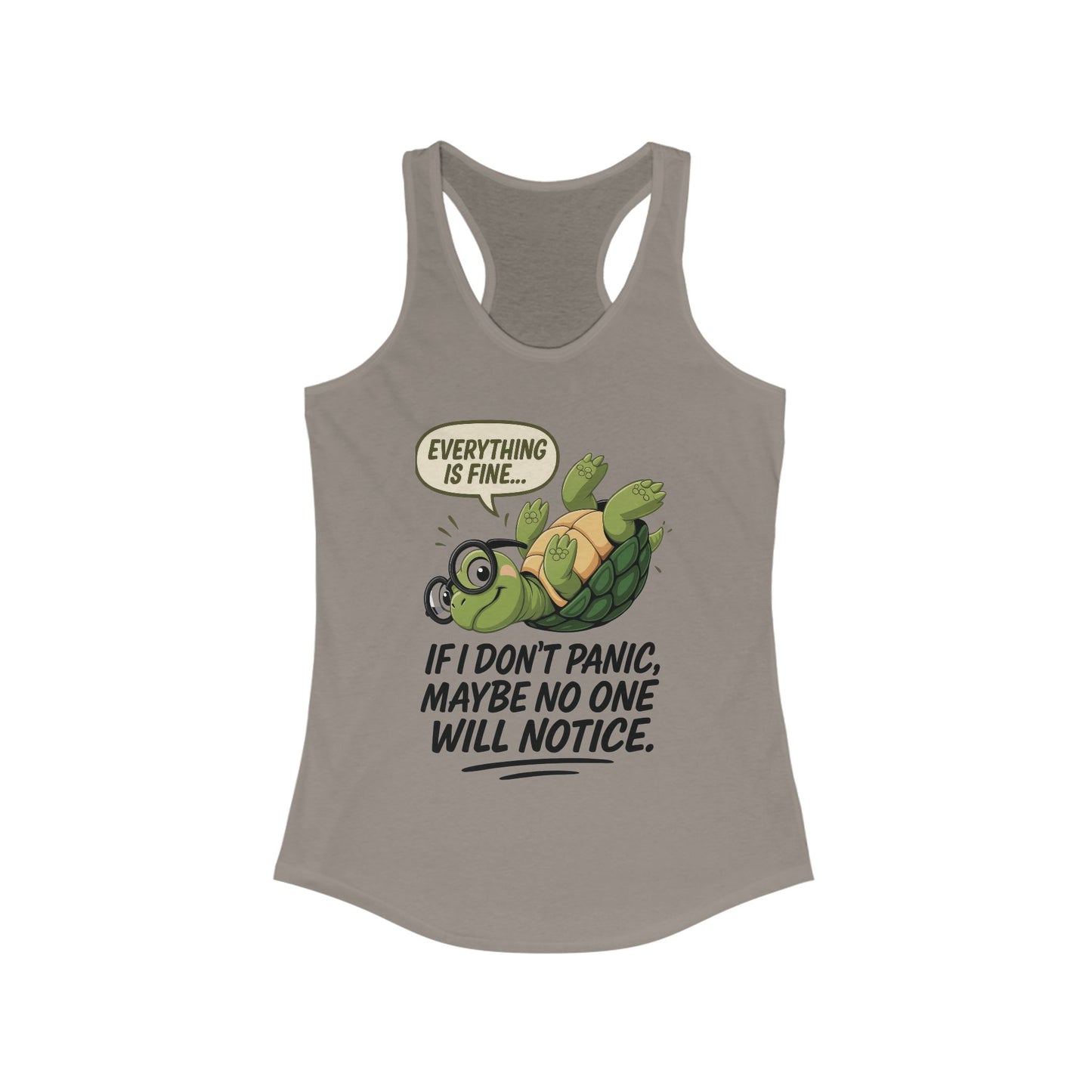 Funny Turtle Racerback Tank for Women, Gift for Animal Lovers, Gym Wear, Beach Outfit, Humor Clothing, Social Anxiety Joke