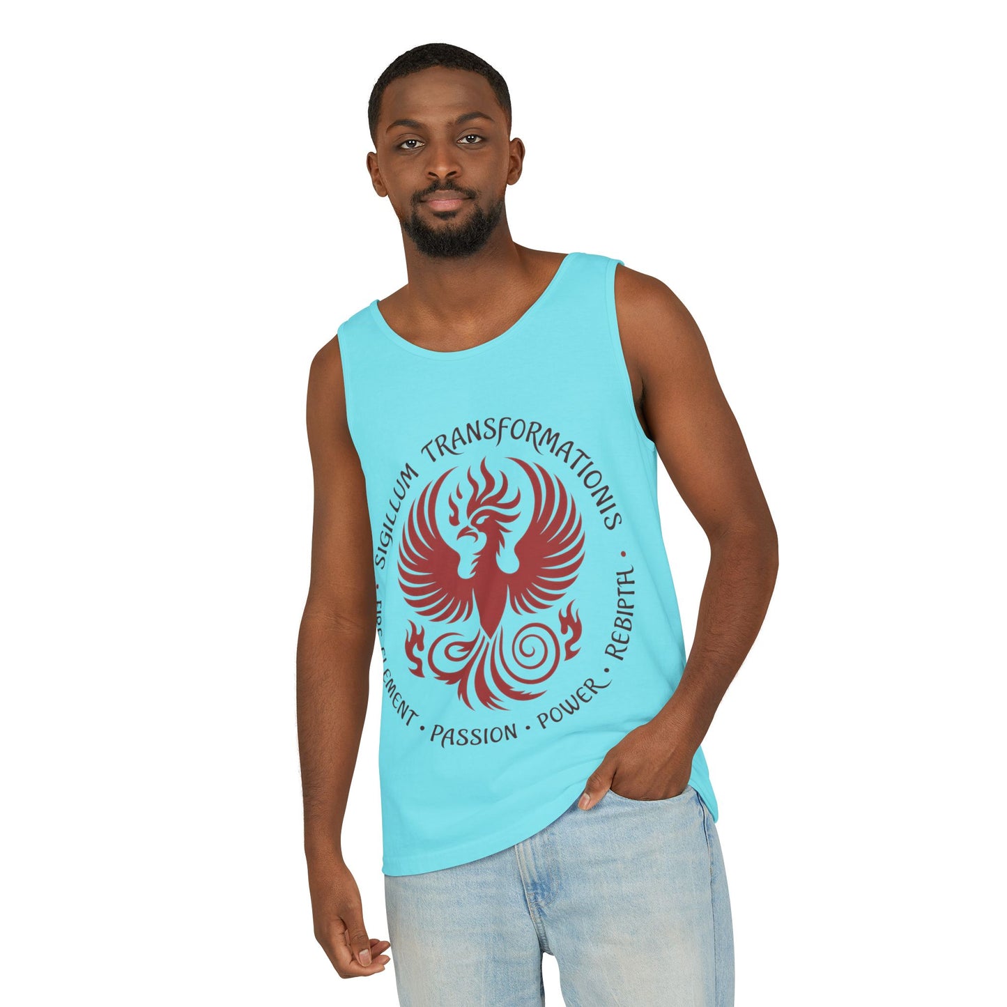 Phoenix Fire Element Tank Top, Sigillum Transformationis Seal, Passion Power Rebirth Totem, Phoenix Symbol Unisex Tank, Spiritual Tee