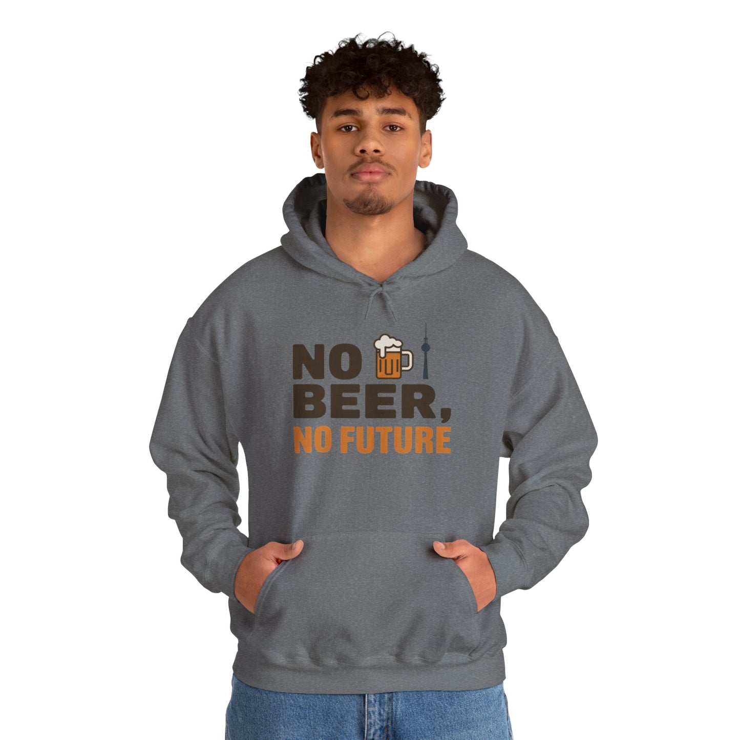 Mens Heavy Blend™ Hooded Sweatshirt, No Beer No Future Funny Beer Hoodie for Men