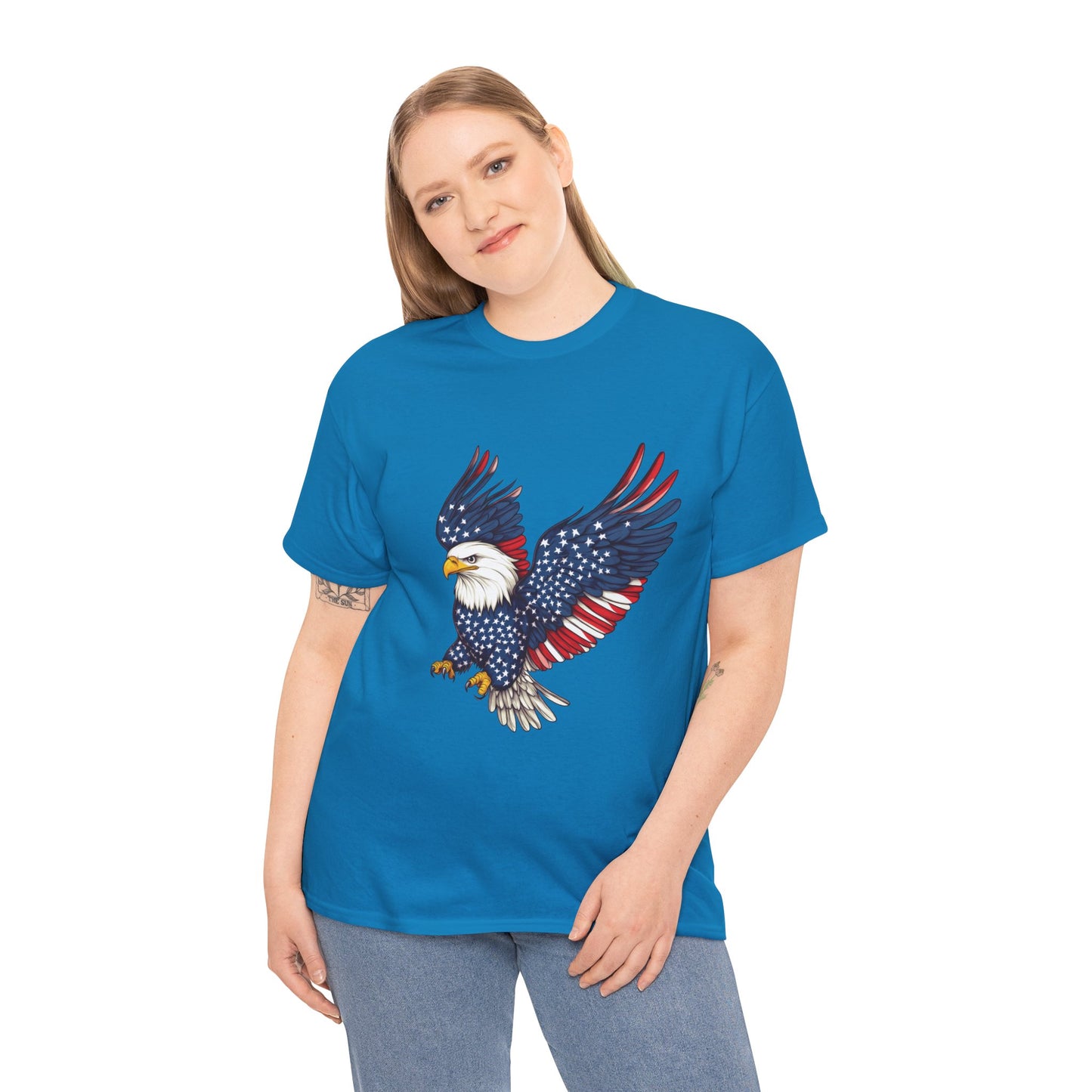 Patriotic Eagle Tee | Unisex Heavy Cotton T-Shirt for Independence Day, Memorial Day, Veterans Day, Gift for Nature Lovers, Casual Wear