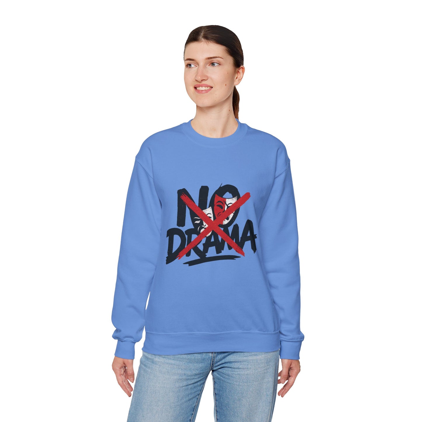 No Drama Crewneck Womens Sweatshirt, Cozy Sweatshirt, Relaxed Fit Pullover, Casual Gift for Friends, Everyday Comfort Apparel