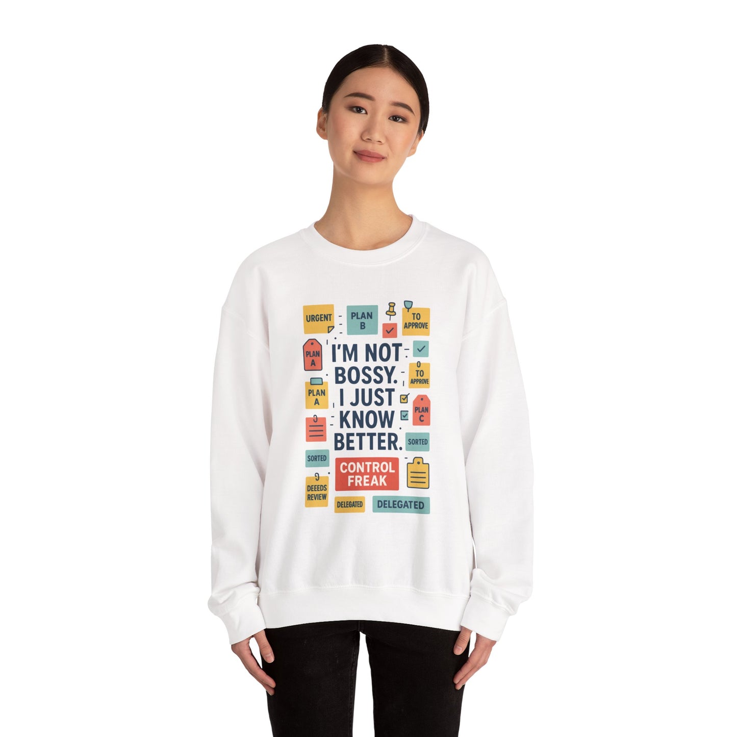 Funny Womens Control Freak Sweatshirt, Bold Sarcastic Quote Pullover, Ideal Gift for Bossy Friends, Funny Womens Sweatshirt
